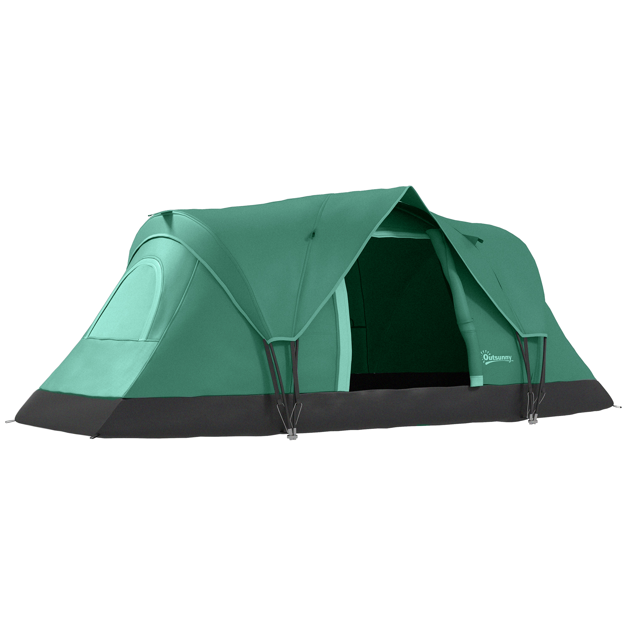 5-6 Man Dome Camping Tent Hiking Shelter UV Protection 3000mm Water Resistant Tunnel Tent - Dark Green - Life Essentials