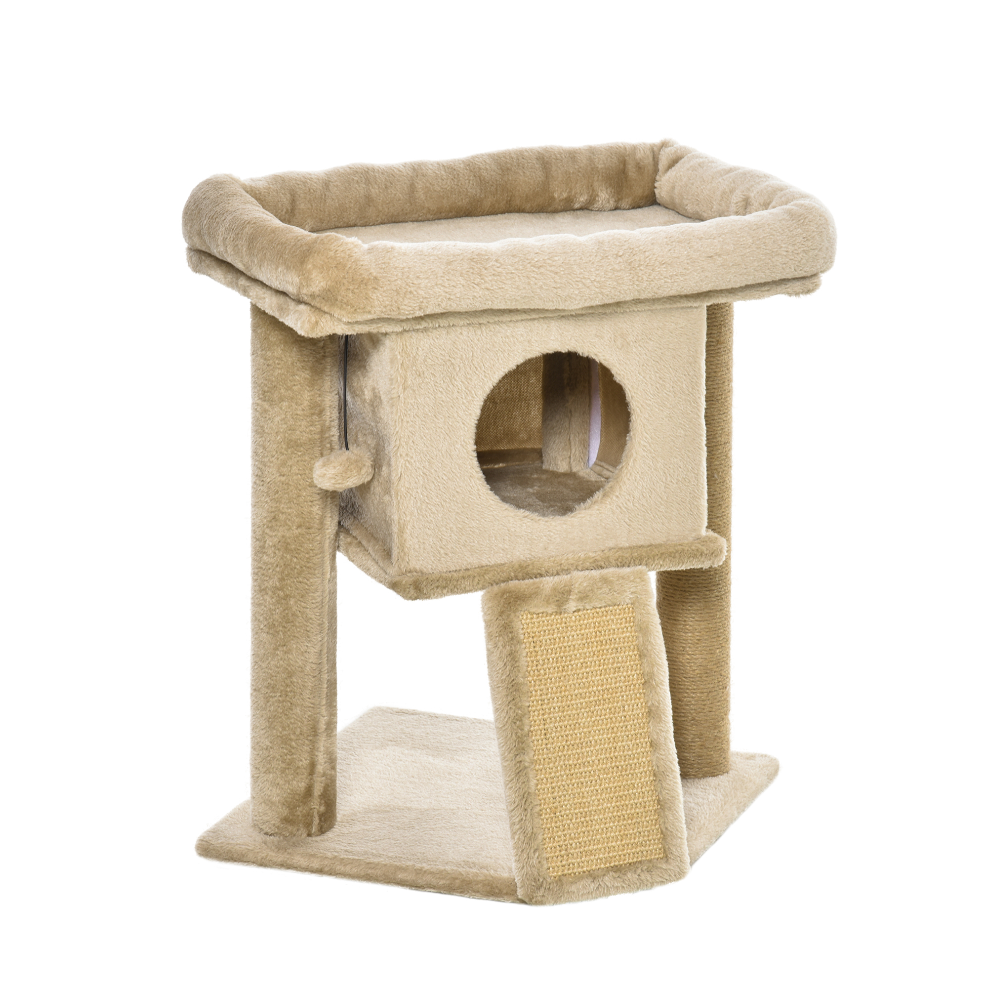 Cat tree Tower Climbing Activity Center Kitten Furniture with Jute Scratching Pad Ball Toy Condo Perch Bed Post 40 x 40 x 57cm Coffee - Life 
