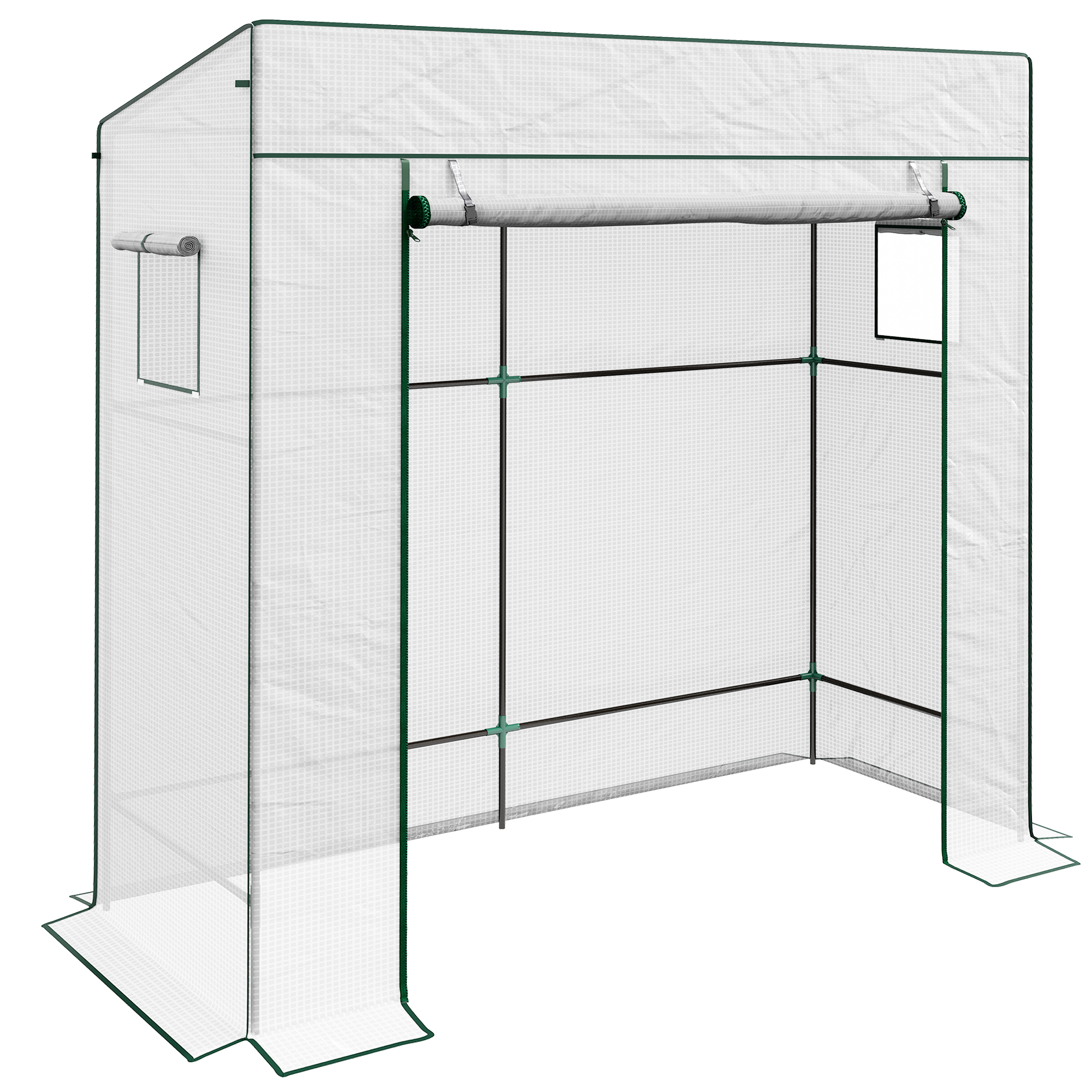 PE Cover Walk-in Outdoor Greenhouse, White - Life Essentials