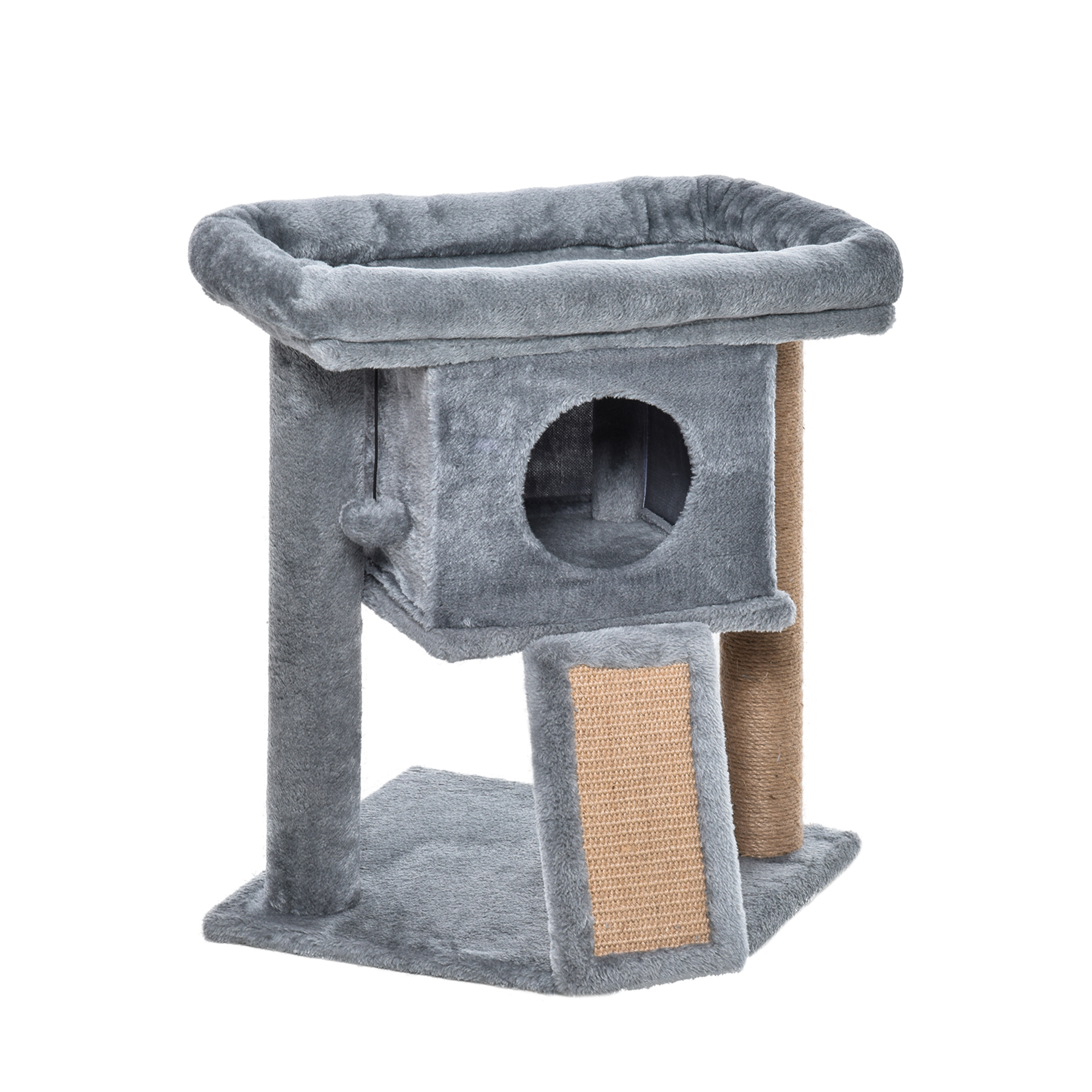 Cat Tree Tower for Indoor Cats Climbing Activity Center Kitten Furniture with Jute Scratching Pad Ball Toy Condo Perch Bed 40 x 40 x 57cm Grey - Life 