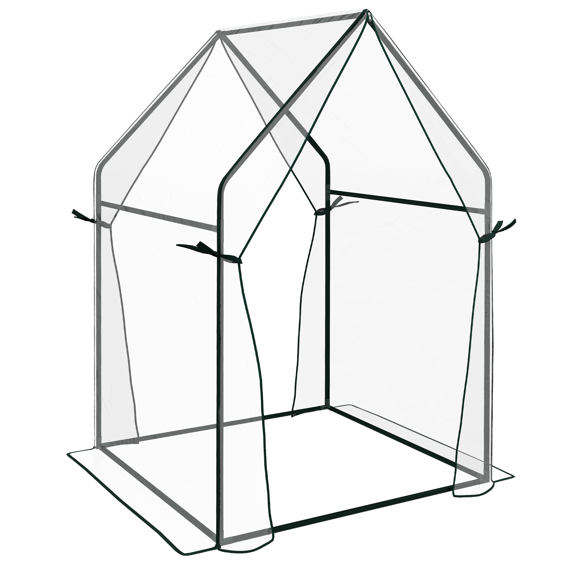 Mini Greenhouse, Garden Tomato Growhouse with 2 Zipped Doors, Portable Indoor Outdoor Green House, 90 x 90 x 145cm, Clear - Life Essentials