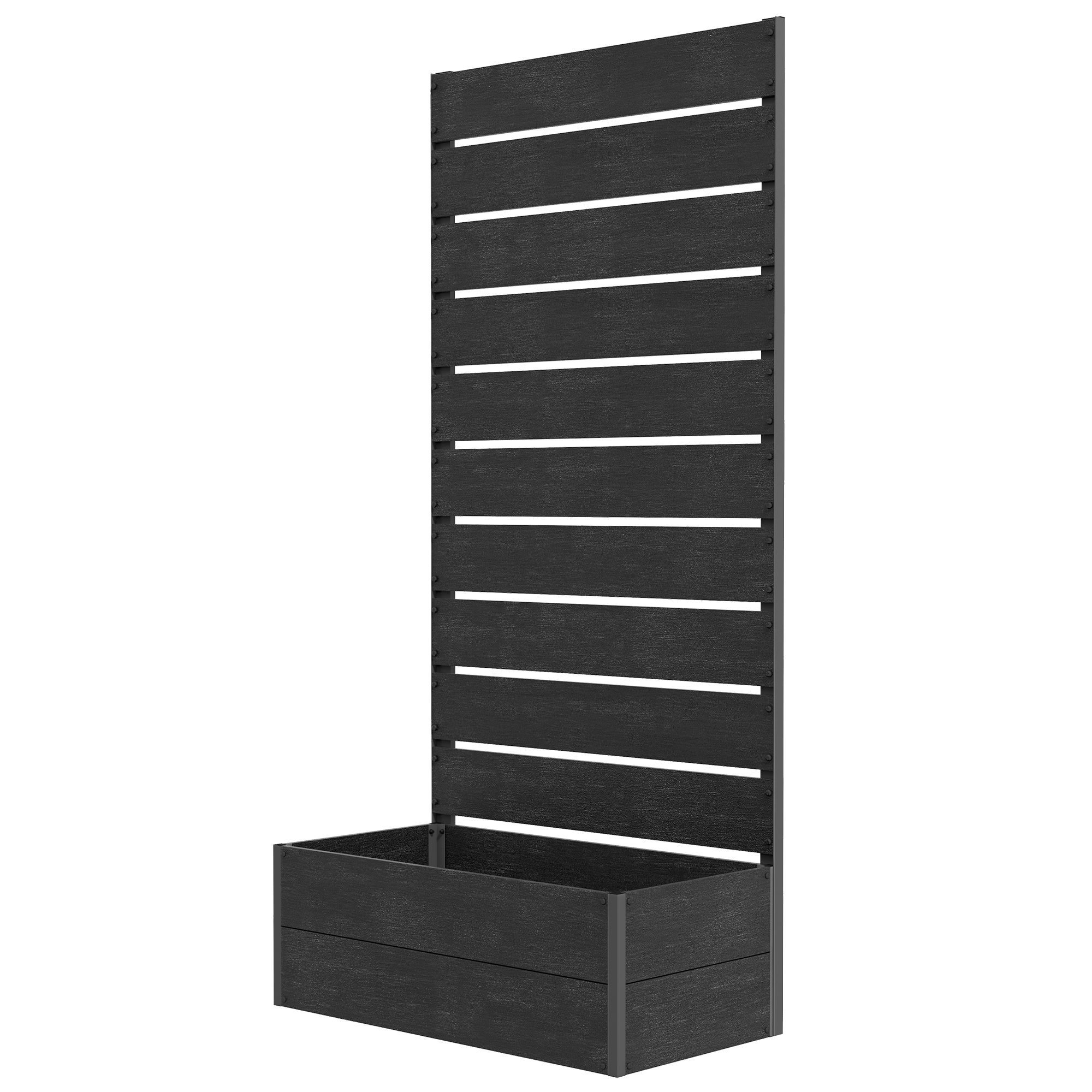 SUNVISTA 34 x 69.5cm Garden Planter Box, with Back Trellis, Black - Life Essentials
