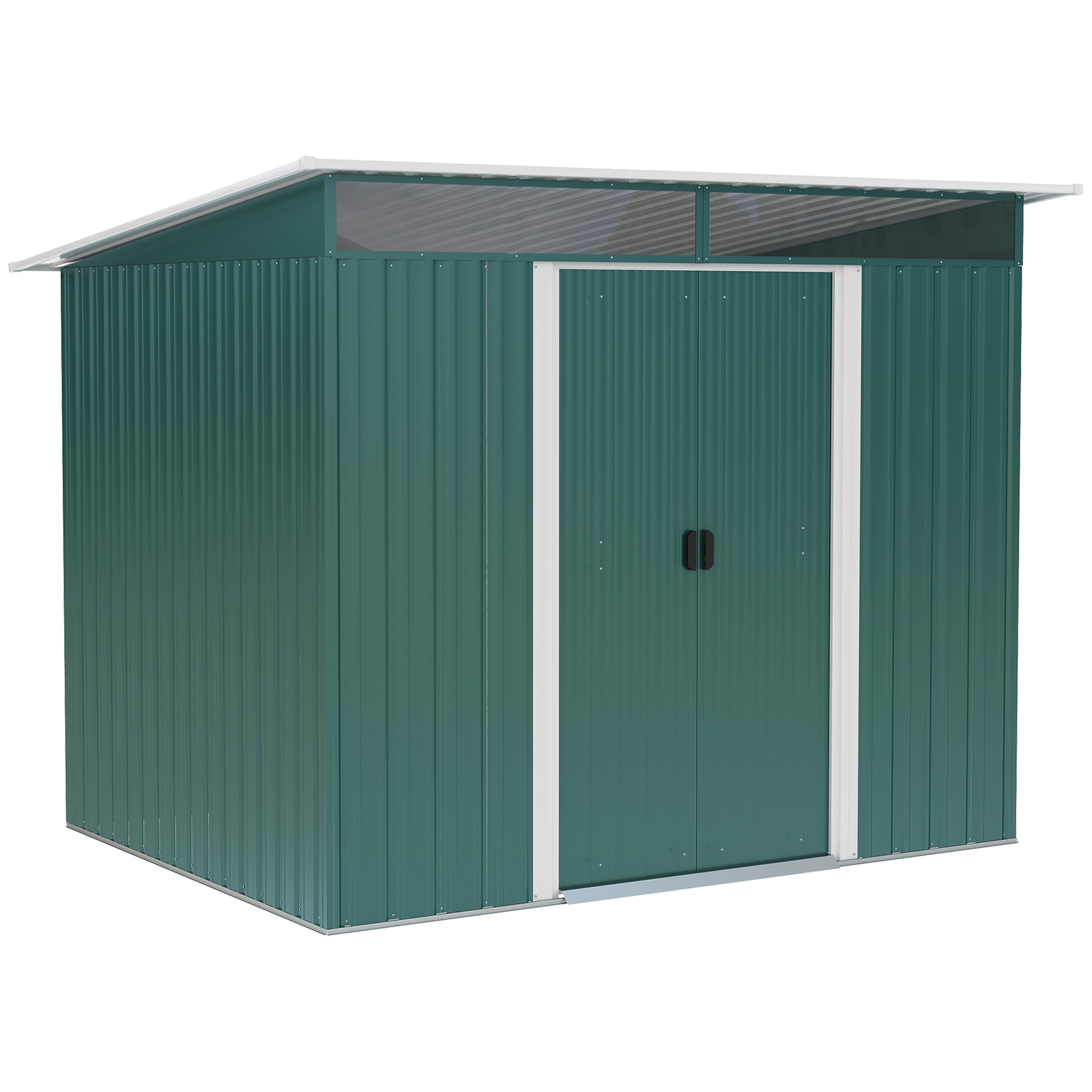 Pent Roofed Metal Garden Shed House Hut Gardening Tool Storage w/ Ventilation 260L x 194W x 200H cm - Life Essentials