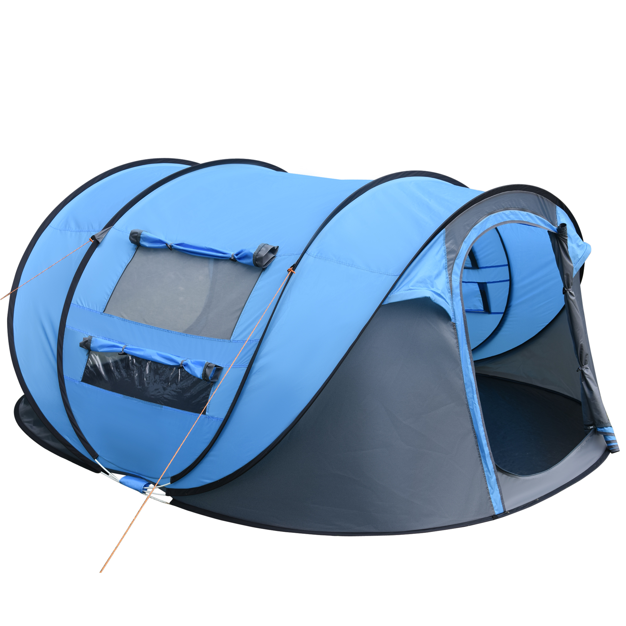 4-5 Person Pop-up Camping Tent Waterproof Family Tent w/ 2 Mesh Windows & PVC Windows Portable Carry Bag for Outdoor Trip Sky Blue - Life Essentials