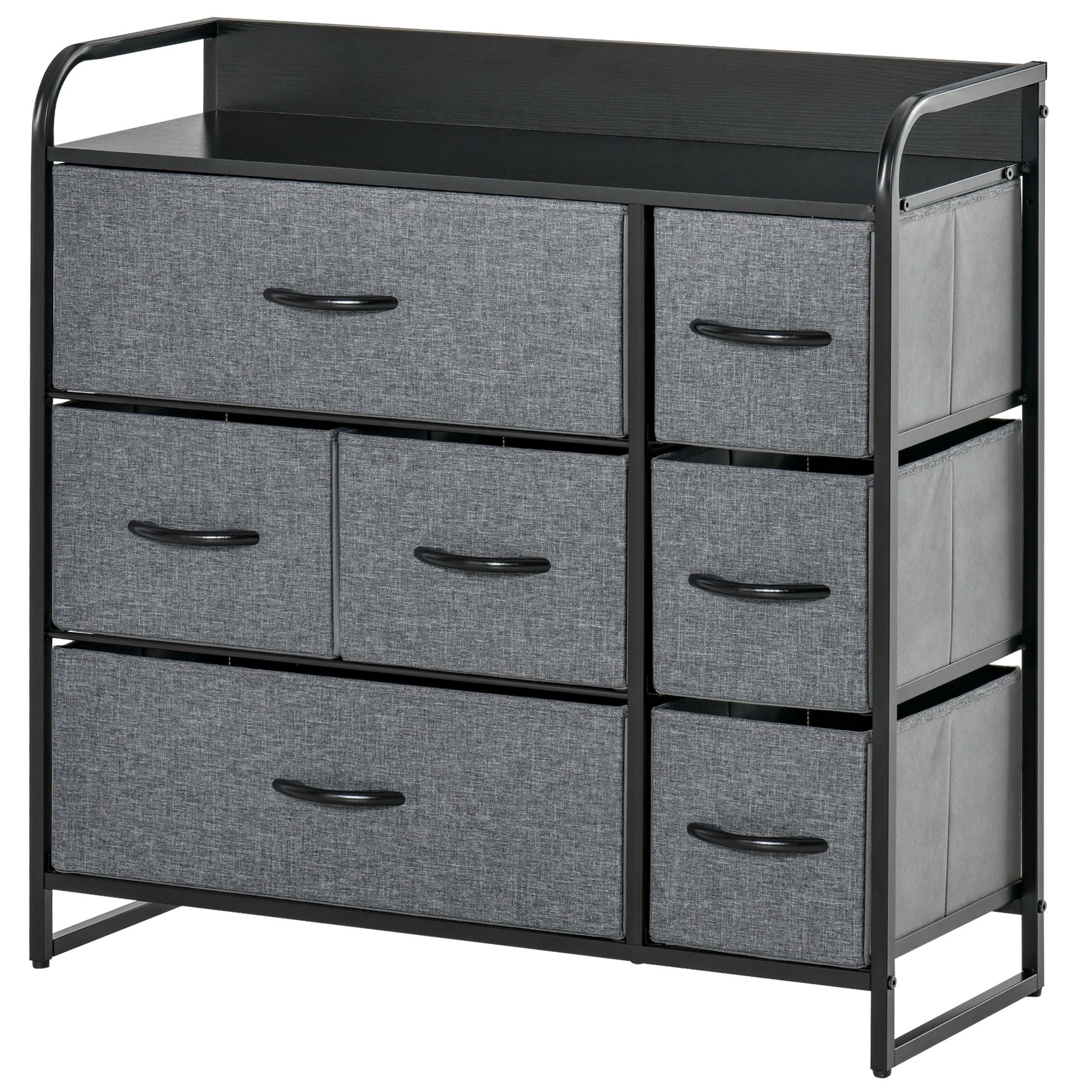 TANKIS Grey Chest of Drawers - Medium-sized, 7 Drawers, Fabric Drawers - Life Essentials