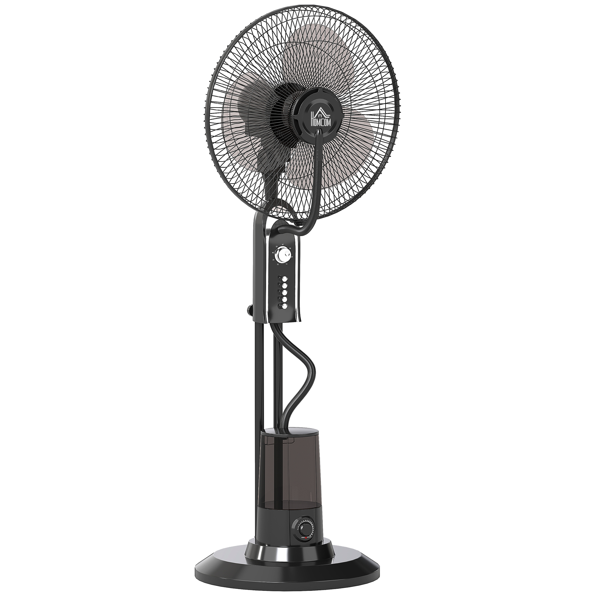 HERON Pedestal Mist Fan with 4 Speeds, 3 Modes, Tilt Head, Oscillation, 3.2L Tank, 120cm, Black - Life Essentials