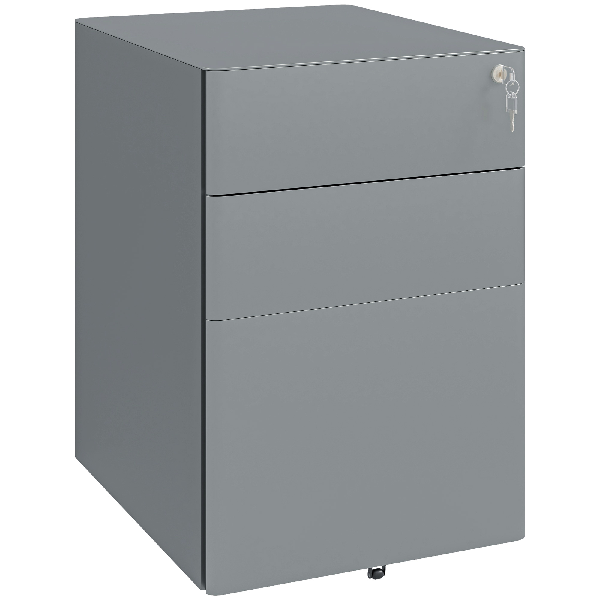 Vinsetto Lockable Cabinet, Rolling Filing Cabinet with 3 Drawers, Steel Office Drawer Unit for A4, Letter, Legal Sized Files - Life Essentials