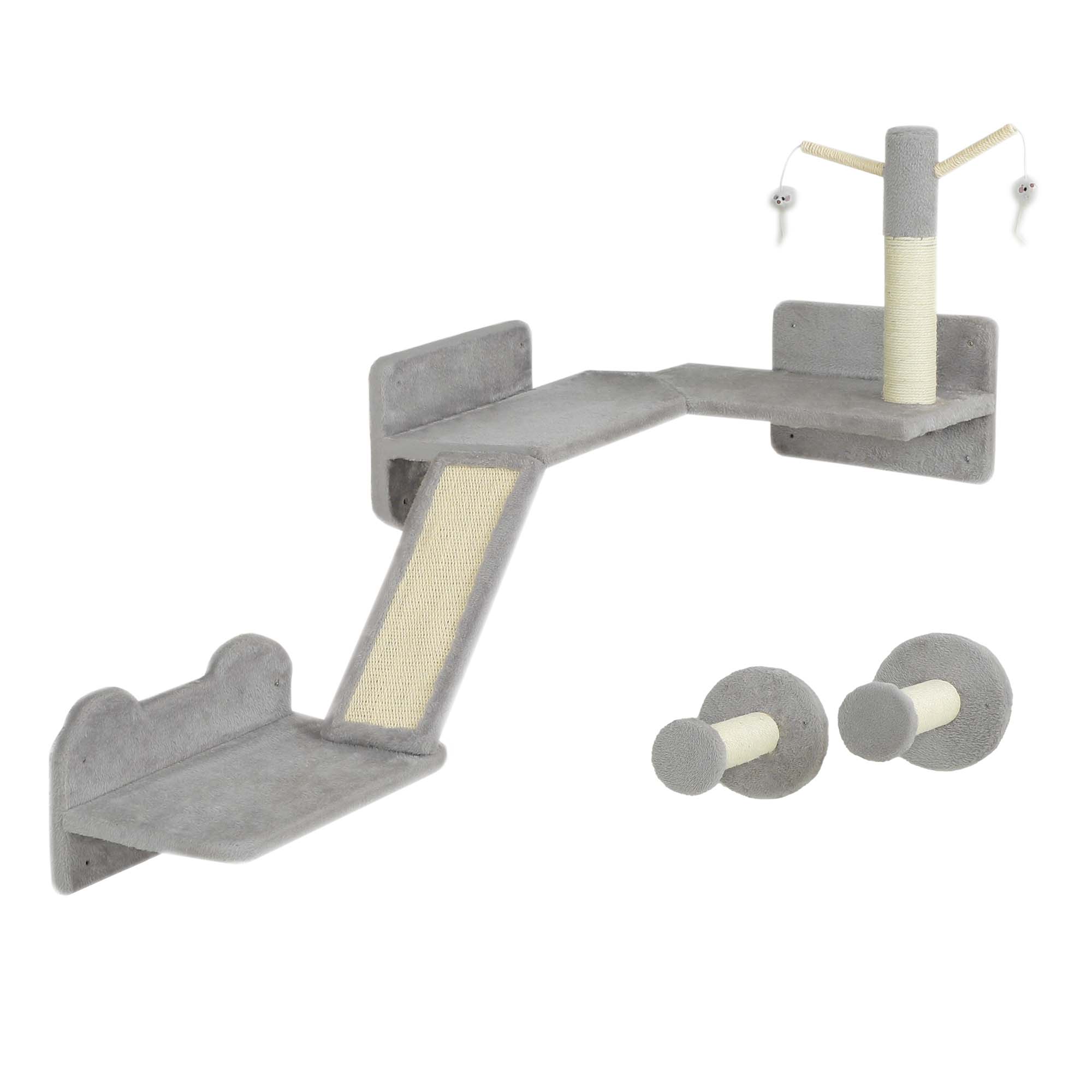 Cat Furniture - Pawzy 3-Piece Cat Wall Furniture Set Grey - Life Essentials
