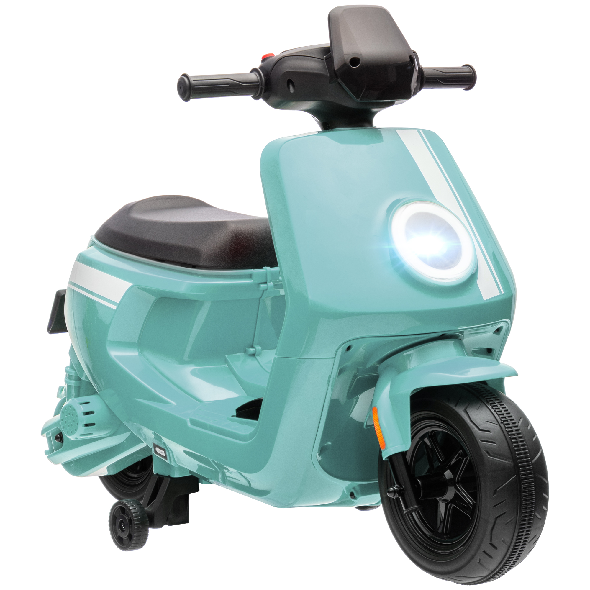 AIVAGO 6V Ride on Motorbike Kids Electric Motorbike w/ Headlight Music, Training Wheels, for Ages 18-36 Months - Green - Life Essentials