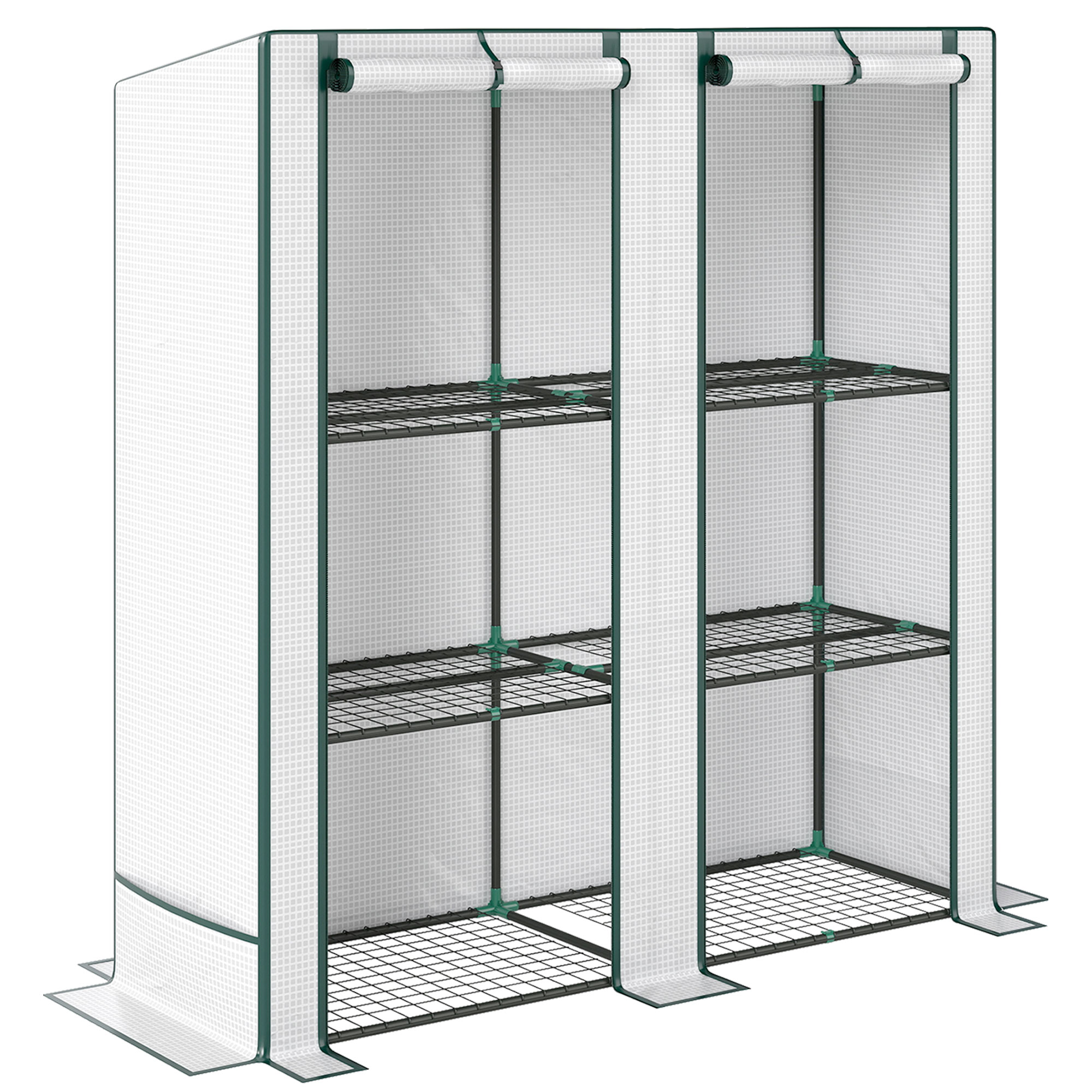 SUNVISTA Three-Tier Mini Greenhouse with Green Edges- White - Life Essentials