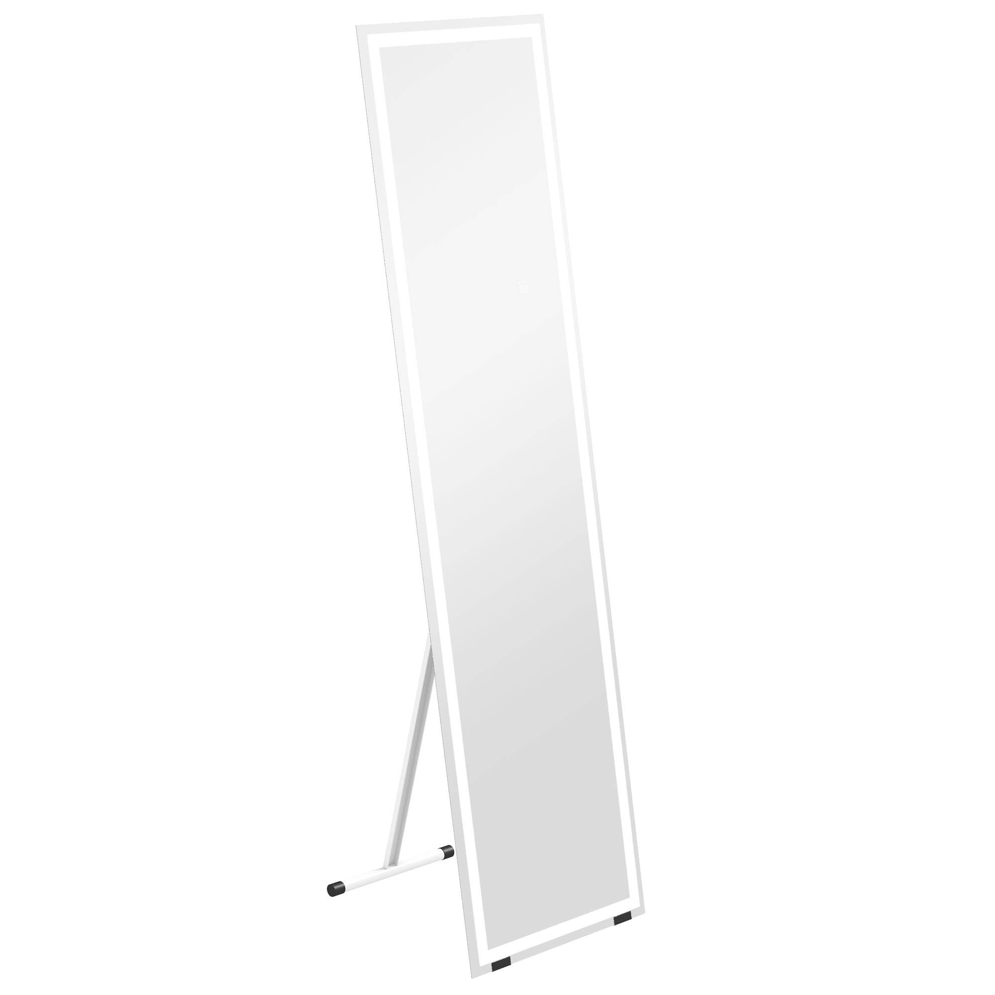 Standing Dressing Mirror with LED Lights, Wall Dressing Mirror for Bedroom with Dimmable and 3 Colour Lighting, White - Life Essentials