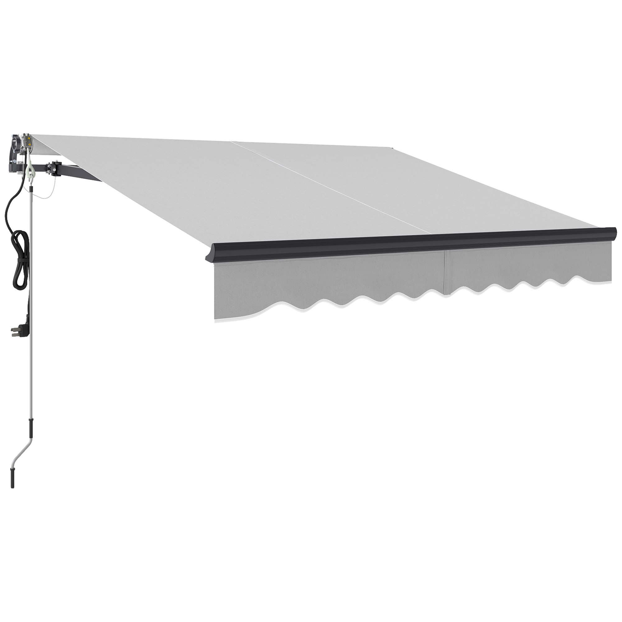 SUNVISTA 2.5x2m Electric Awning with Remote, Retractable Sun Shade Canopy, UV30+ Aluminium Frame - Light Grey - Life Essentials
