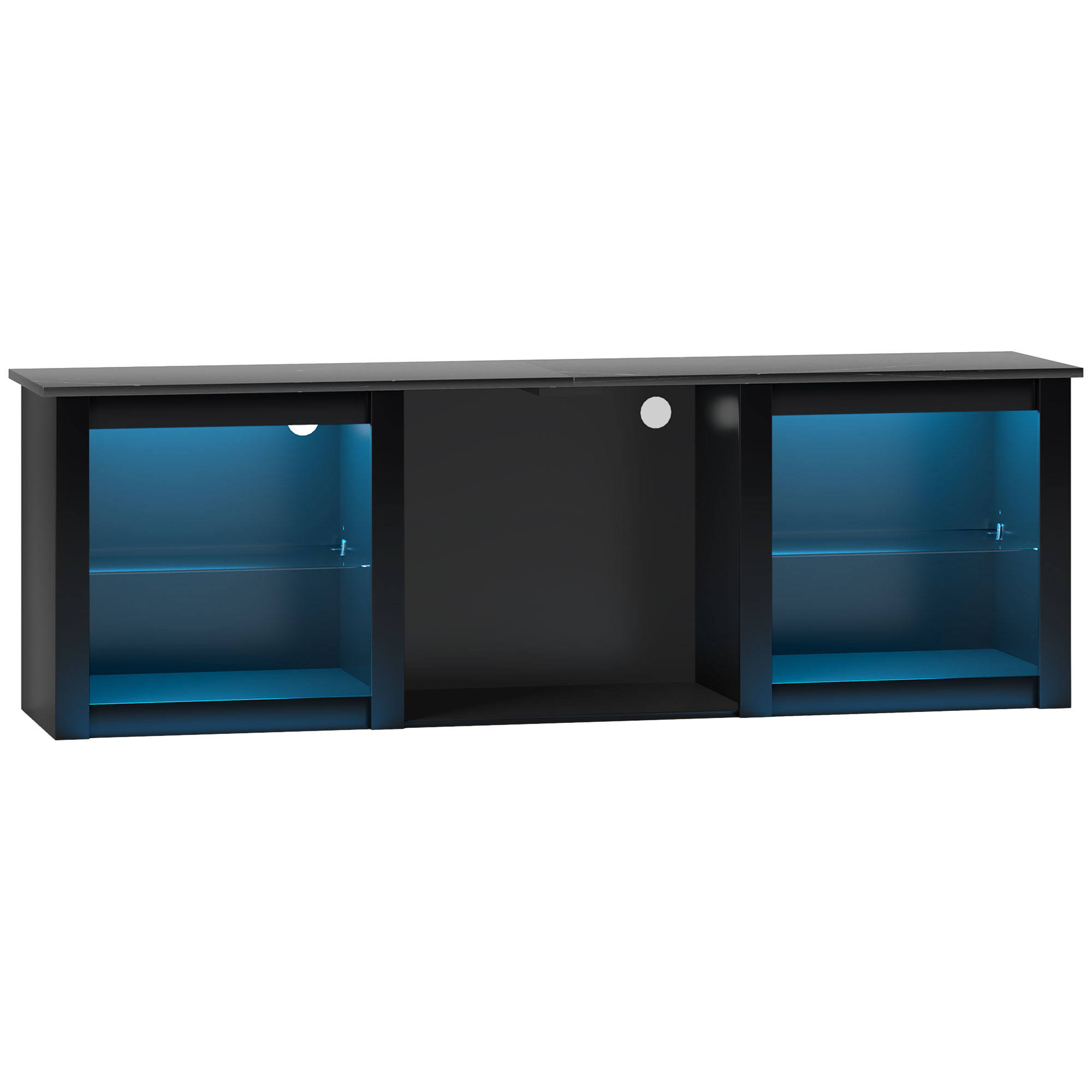 HERON 65" TV Stand, with LED Lights and Storage - Black - Life Essentials