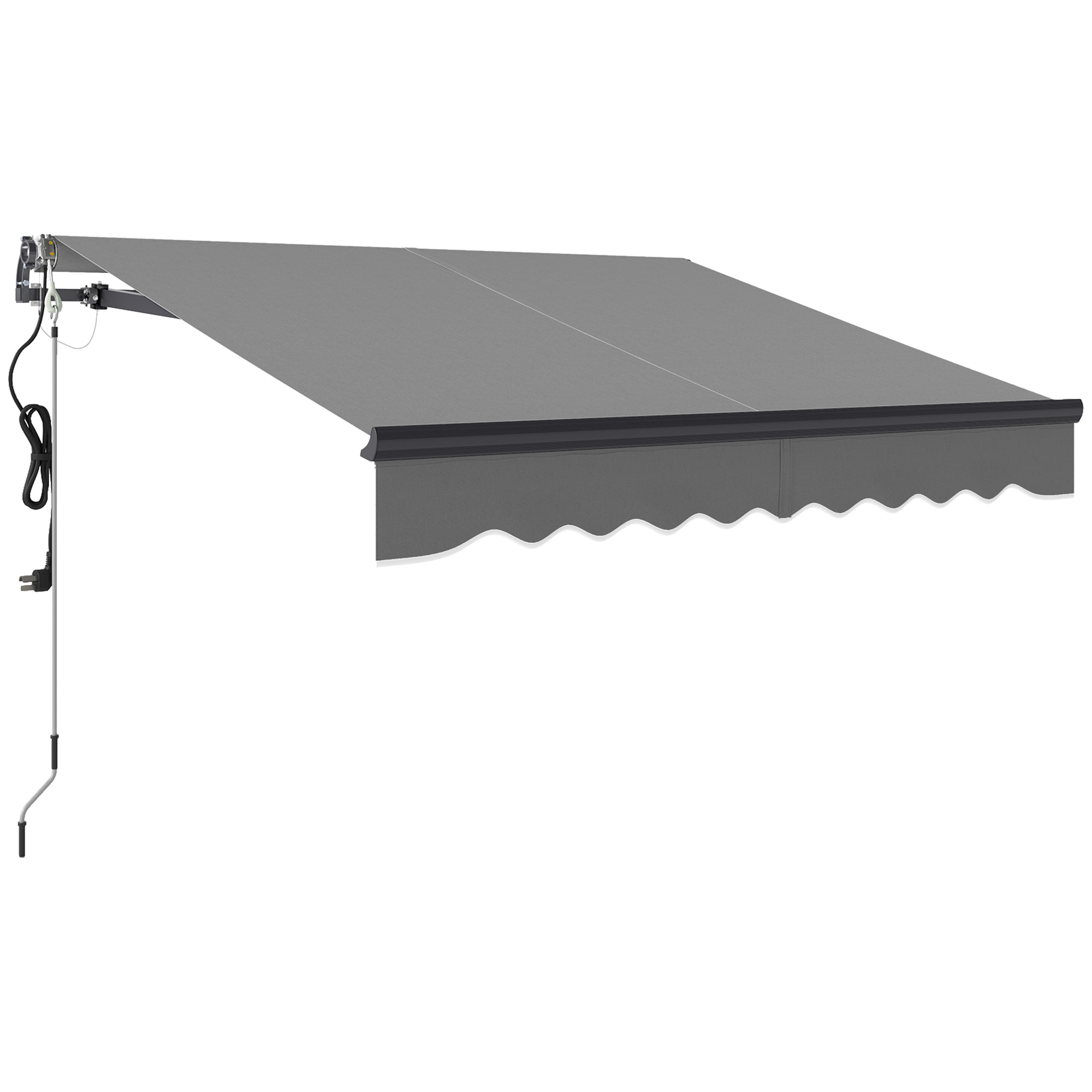SUNVISTA 2.5x2m Electric Awning with Remote, Retractable Sun Shade Canopy, UV30+ Aluminium Frame - Dark Grey - Life Essentials