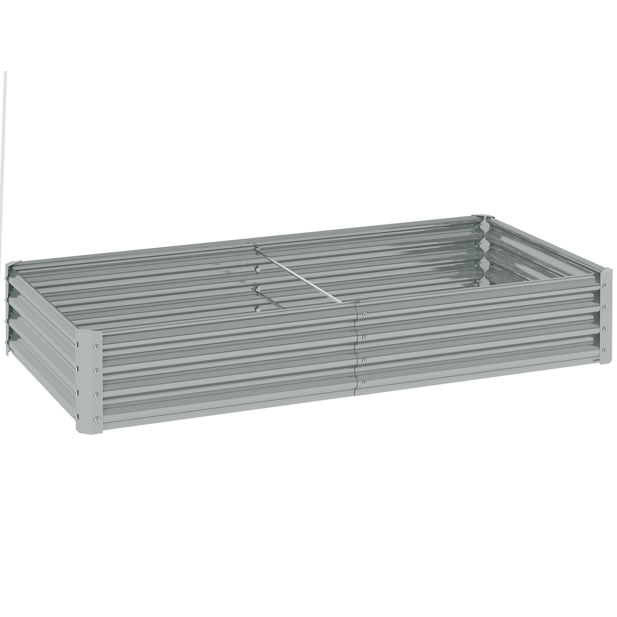 SUNVISTA 180 x 90cm Galvanised Steel Open Planter - Silver - Life Essentials