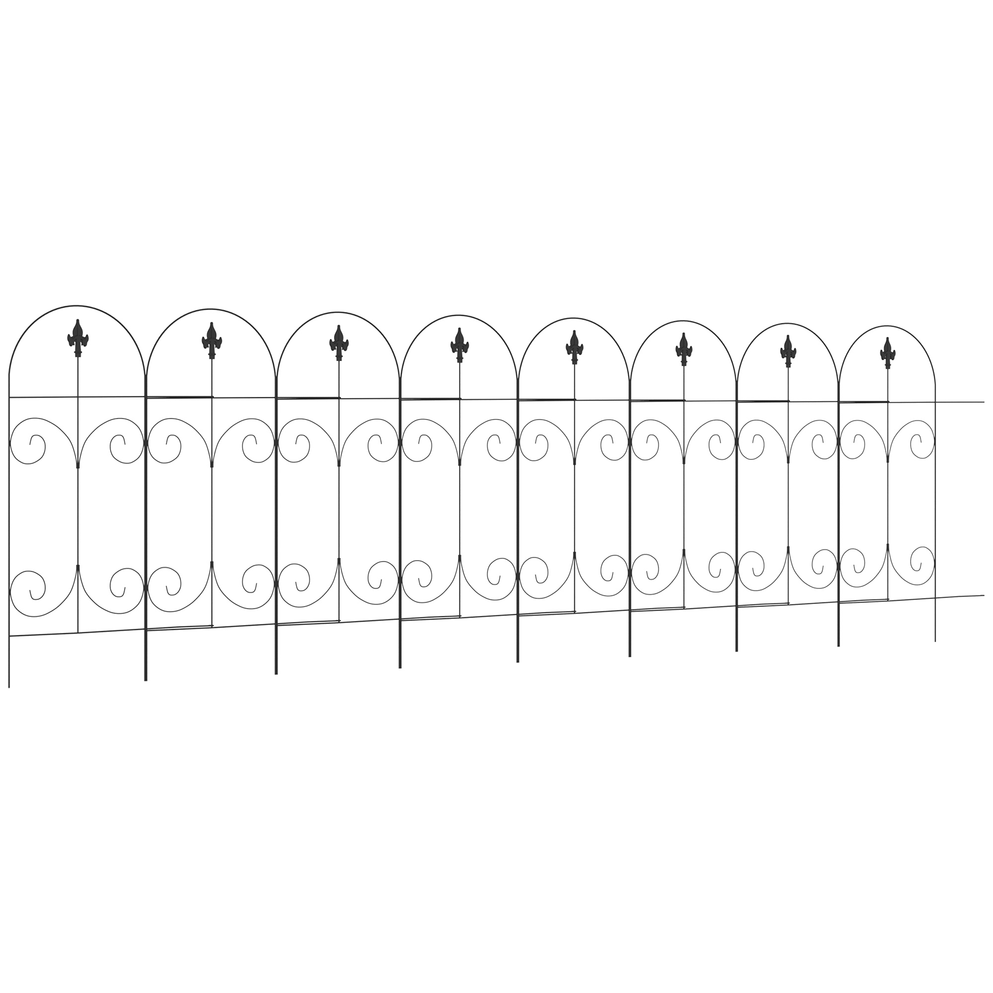 Decorative Garden Fencing, 8PCs 44in x 12.5ft Outdoor Picket Fence Panels, Rustproof Metal Wire Landscape Flower Bed Border Edging, Black - Life 