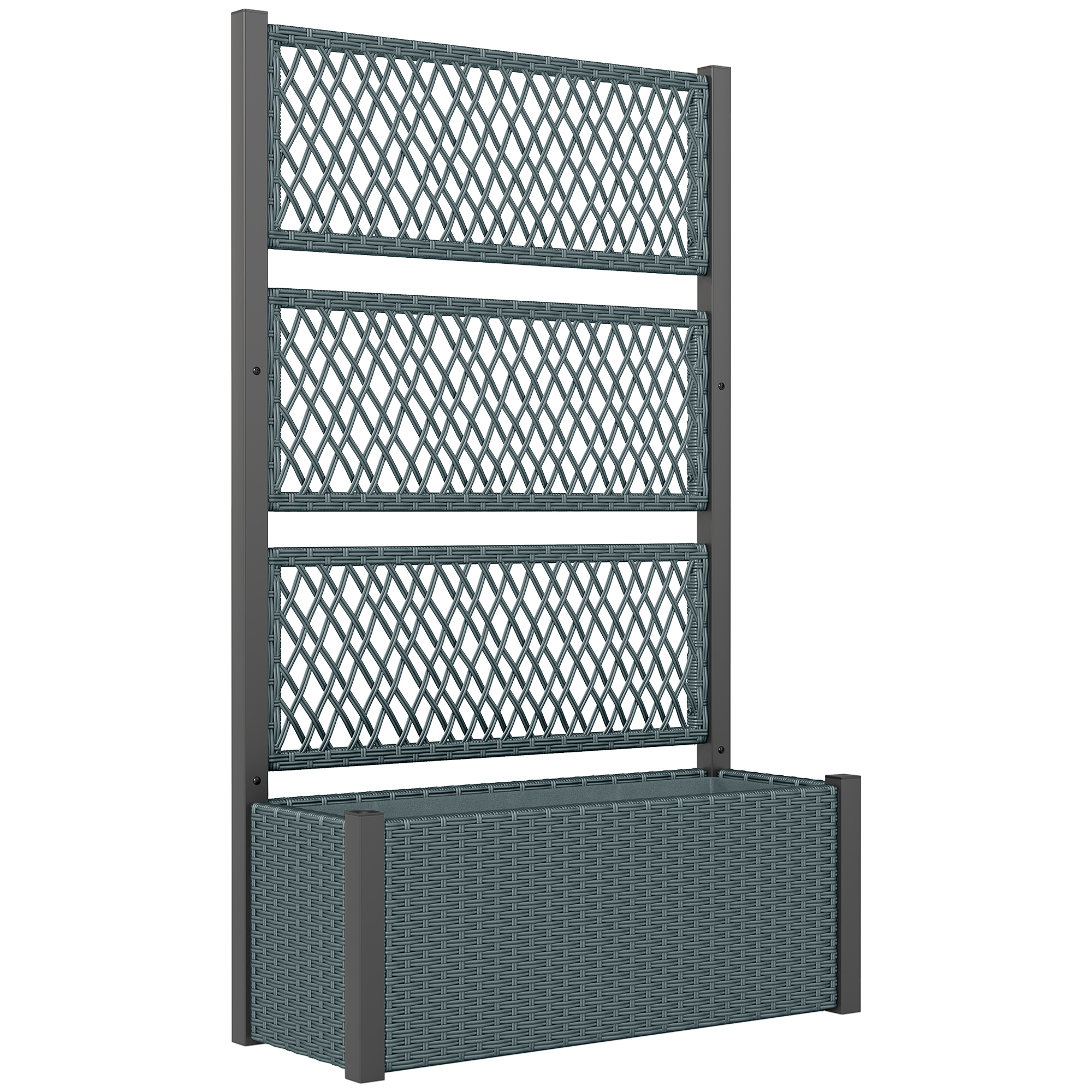 SUNVISTA Garden Planter Box with Trellis, Liner for Climbing Plants, Vegetables, Flowers, 90 x 35 x 148 cm, Charcoal Grey - Life Essentials