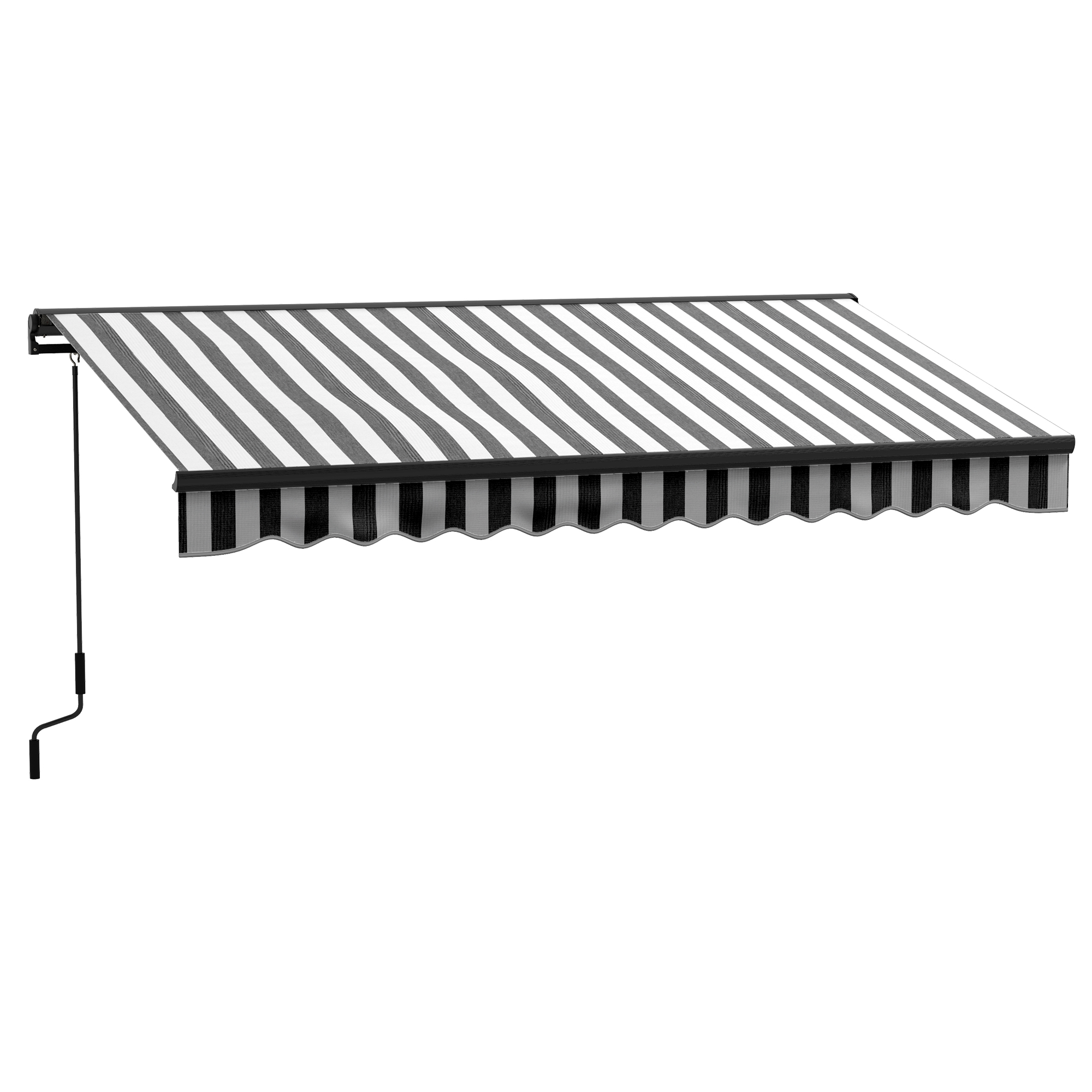 3.5 x 2.5m Aluminium Frame Electric Awning, Retractable Awning Sun Canopies for Patio Door Window, Grey and White - Life Essentials