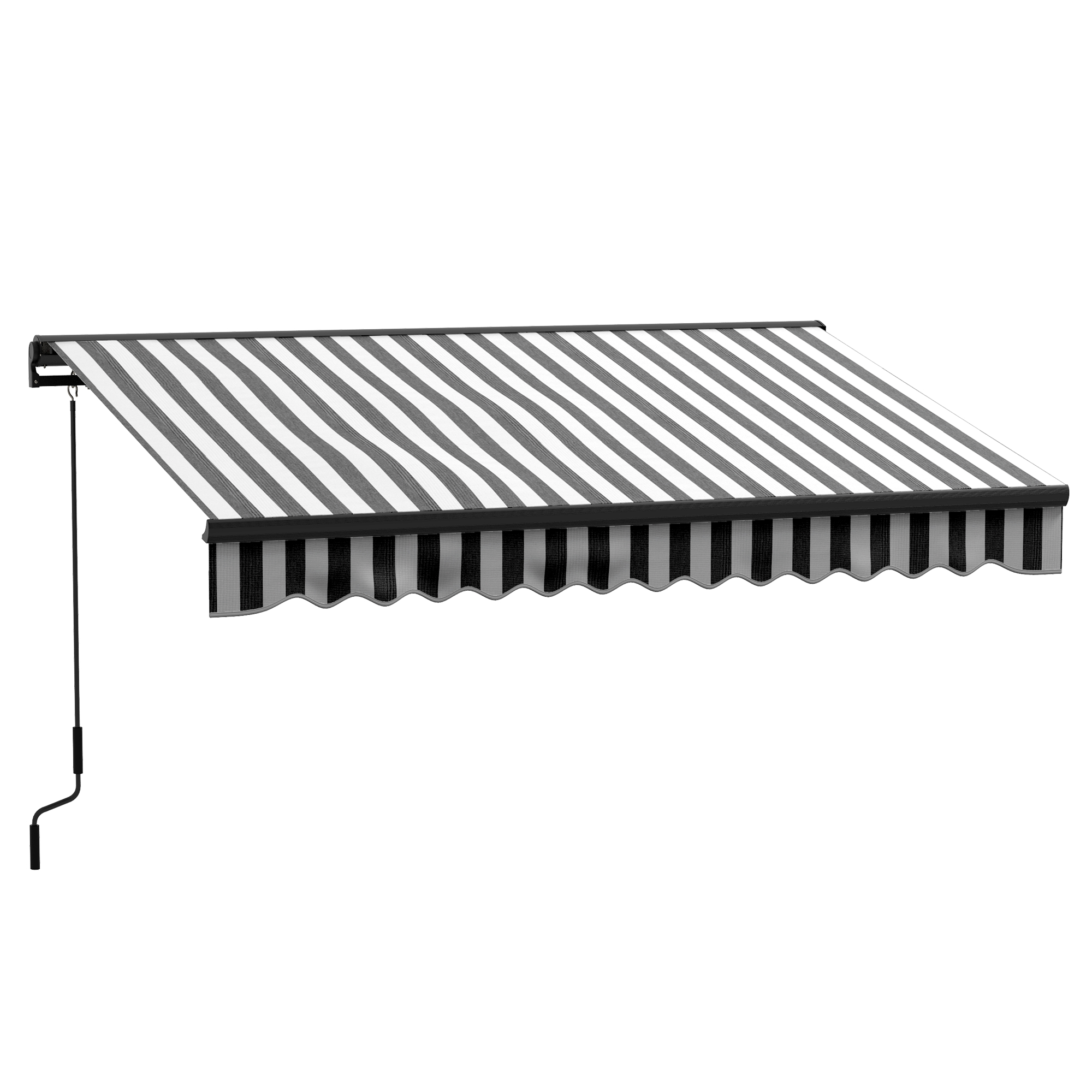 3 x 2m Aluminium Frame Electric Awning, Retractable Awning Sun Canopies for Patio Door Window, Grey and White - Life Essentials