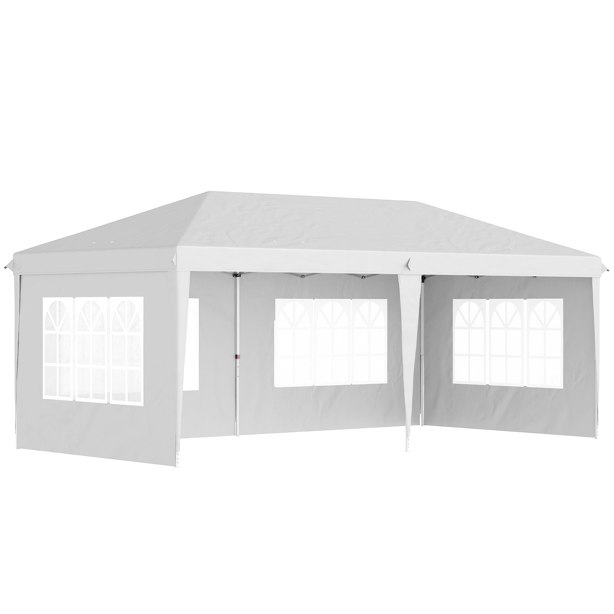 3 x 6m Pop Up Gazebo, Height Adjustable Marquee Party Tent with Sidewalls and Storage Bag, White - Life Essentials