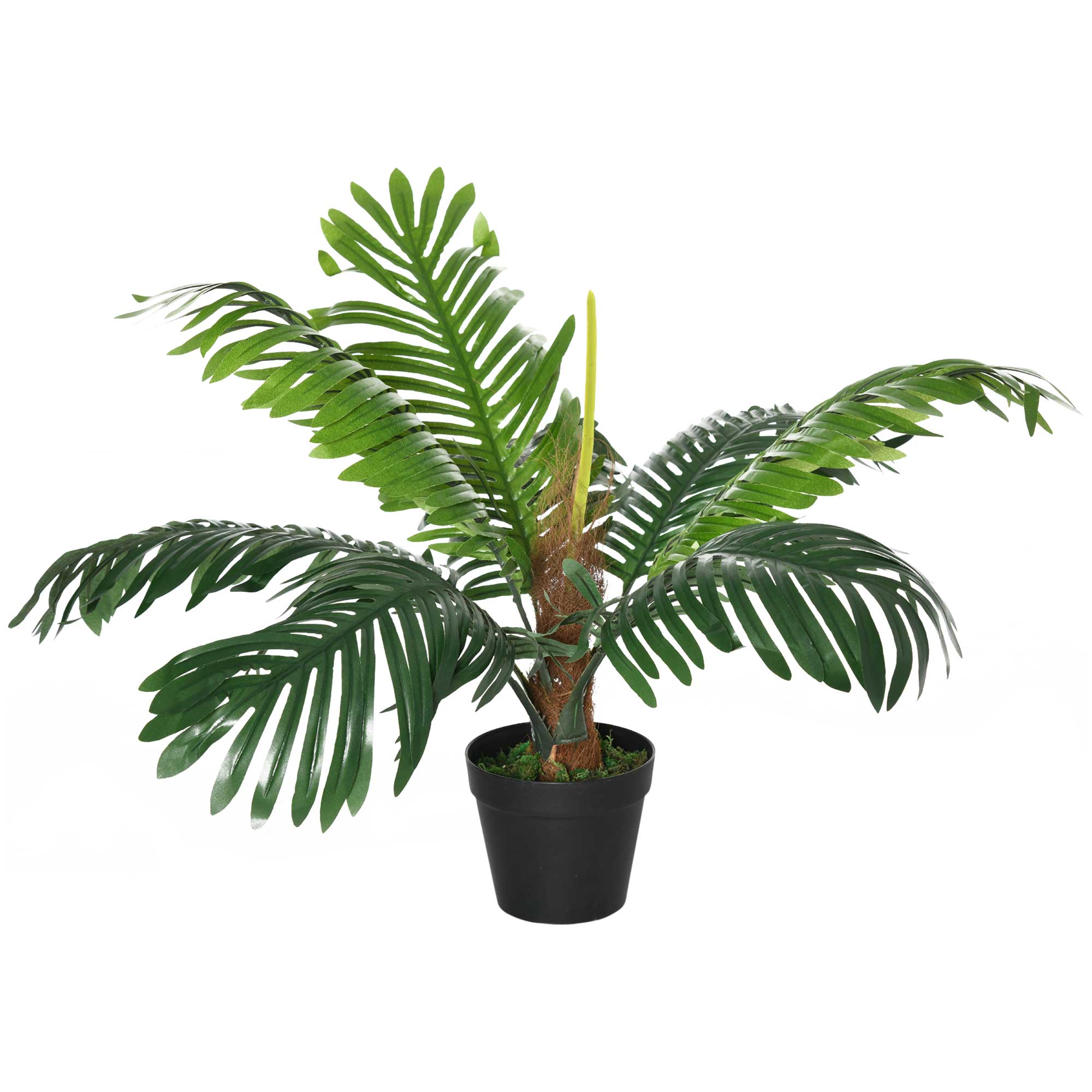 Artificial Palm Tree Decorative Plant 8 Leaves with Nursery Pot, Fake Tropical Tree for Indoor Outdoor Décor, 60cm - Life Essentials