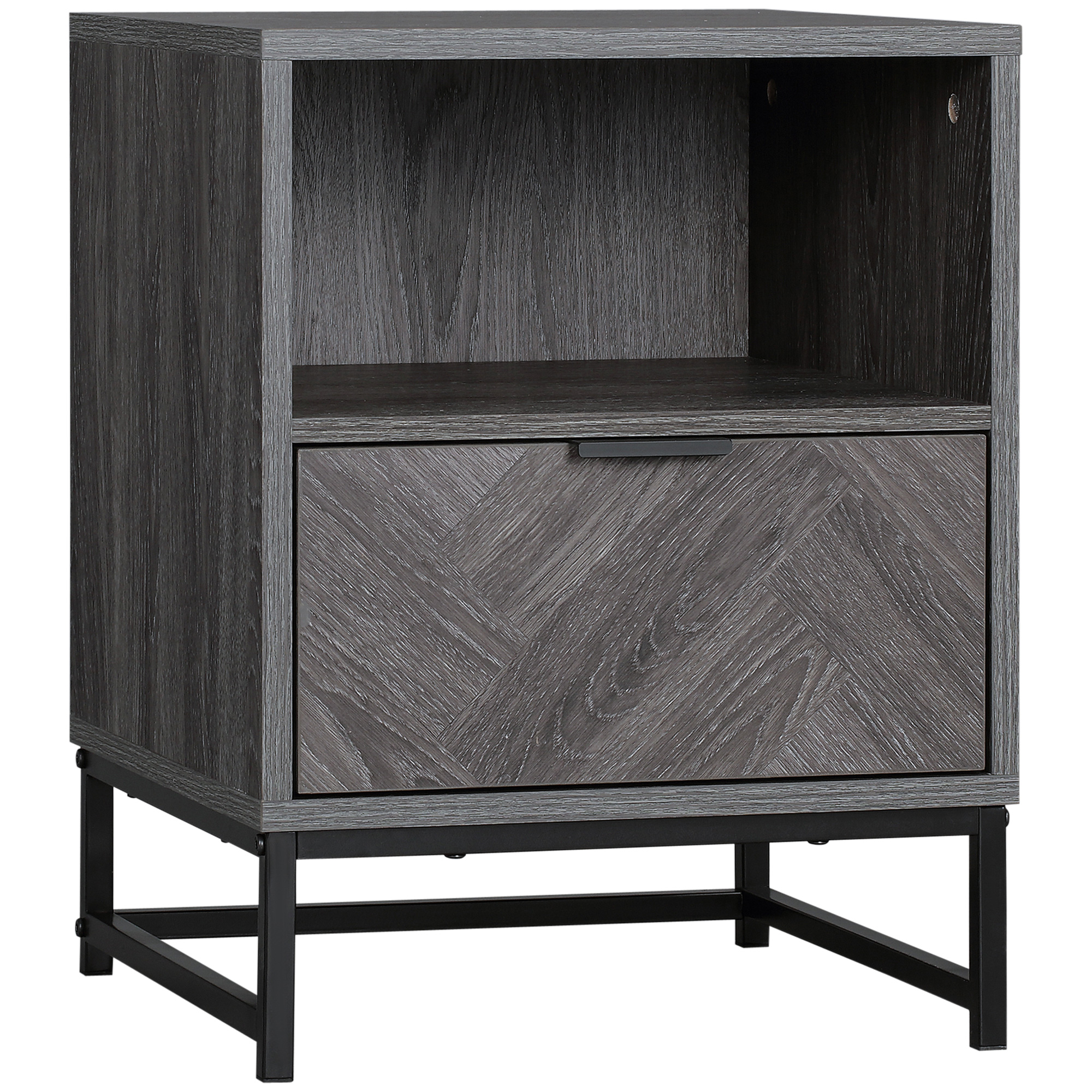Bedside Table - ISLIN Nightstand Dark Grey 40cm - Life Essentials