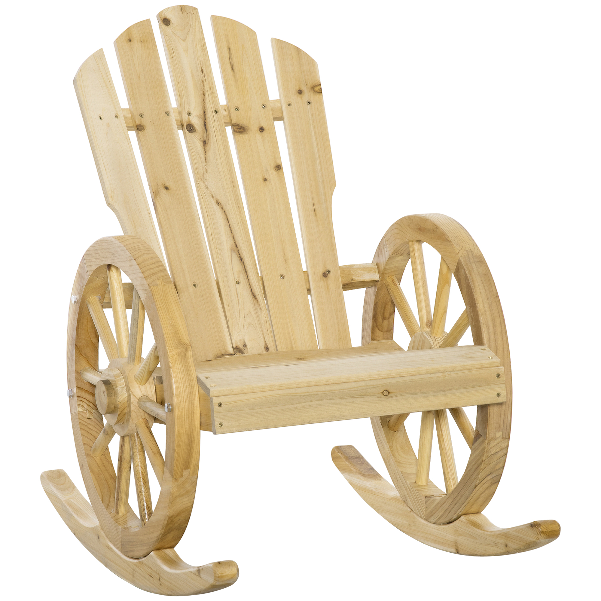 SUNVISTA Wooden Adirondack Rocking Chair Reclining Armchair Outdoor Garden Furniture Patio Porch Rocker - Natural - Life Essentials