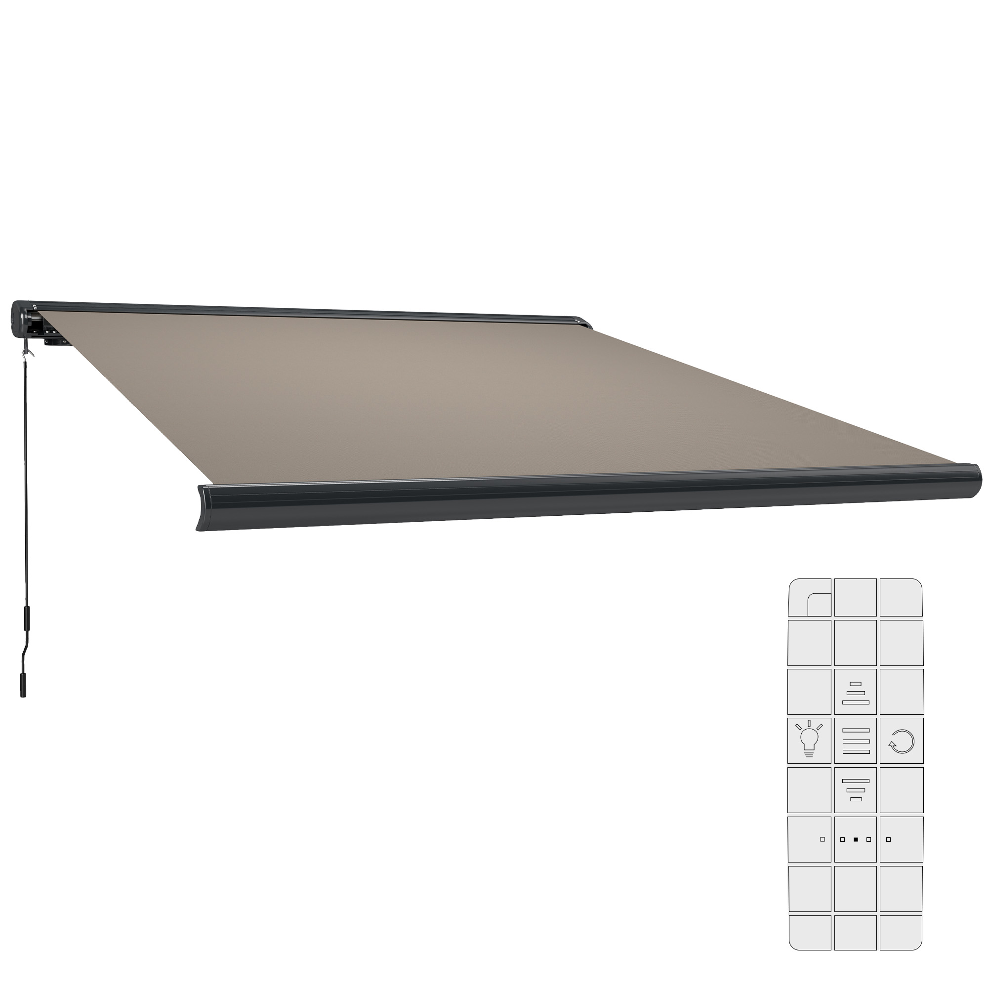 SUNVISTA 3.5 x 3m Electric Awning with Remote, UV50+ Retractable Patio Sun Shade Canopy, Light Grey - Life Essentials