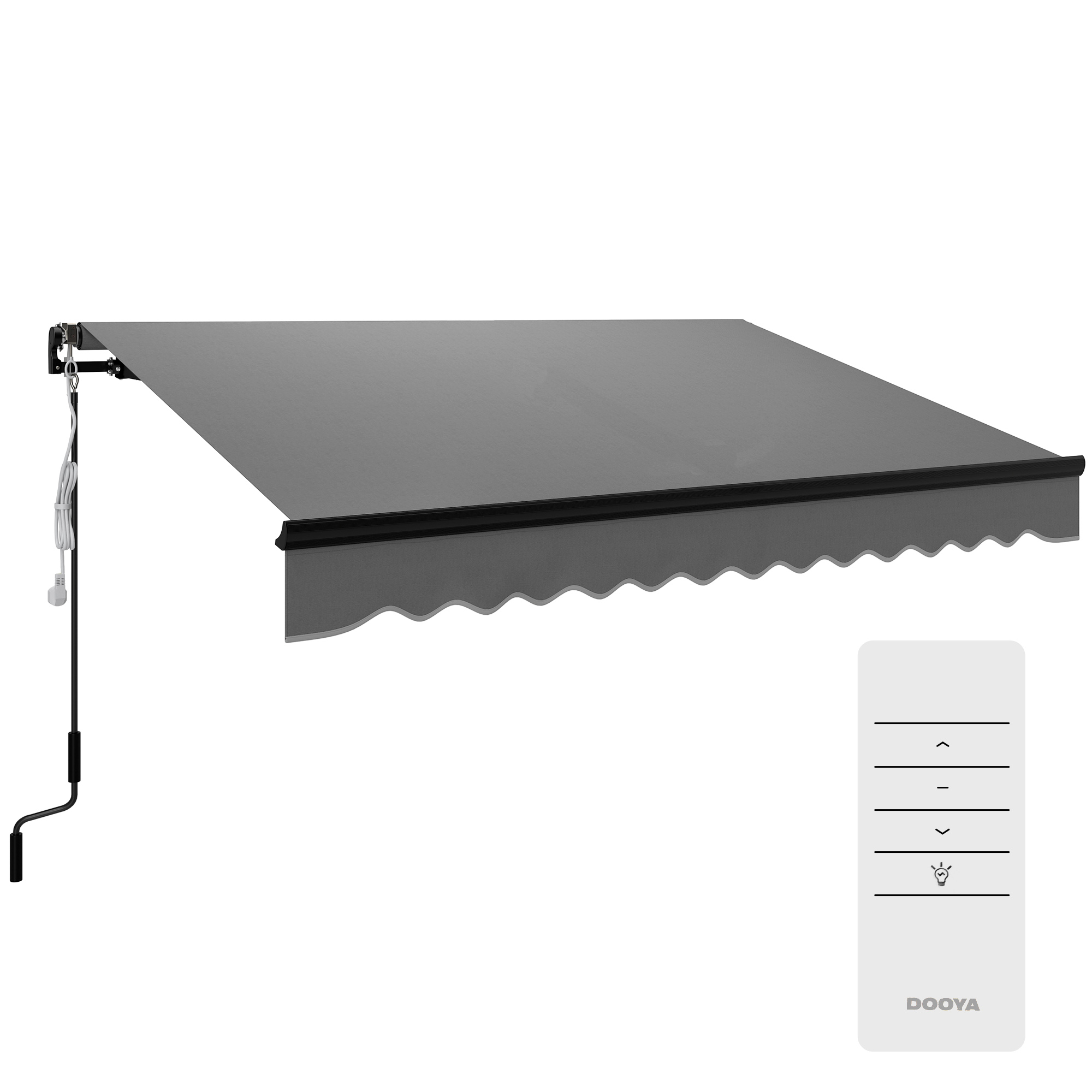 SUNVISTA 3 x 2.5m Electric Awning with LED Light and Remote Controller, Dark Grey - Life Essentials