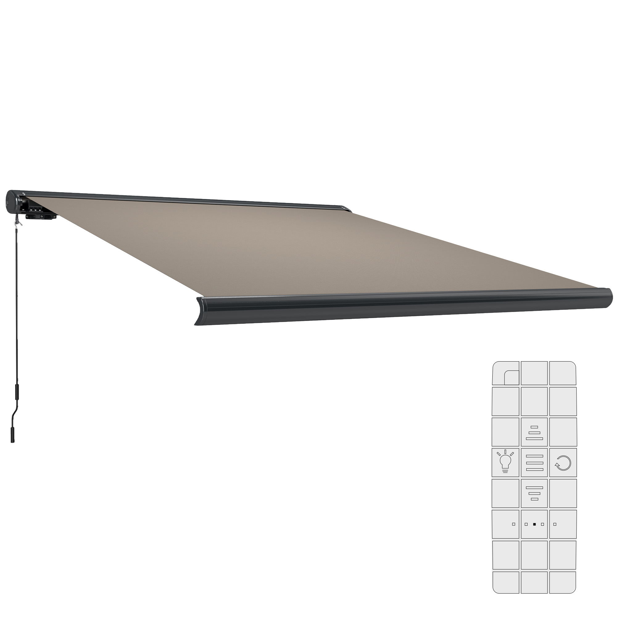 SUNVISTA 3 x 2.5 m Electric Awning with Remote Controller, Light Grey - Life Essentials