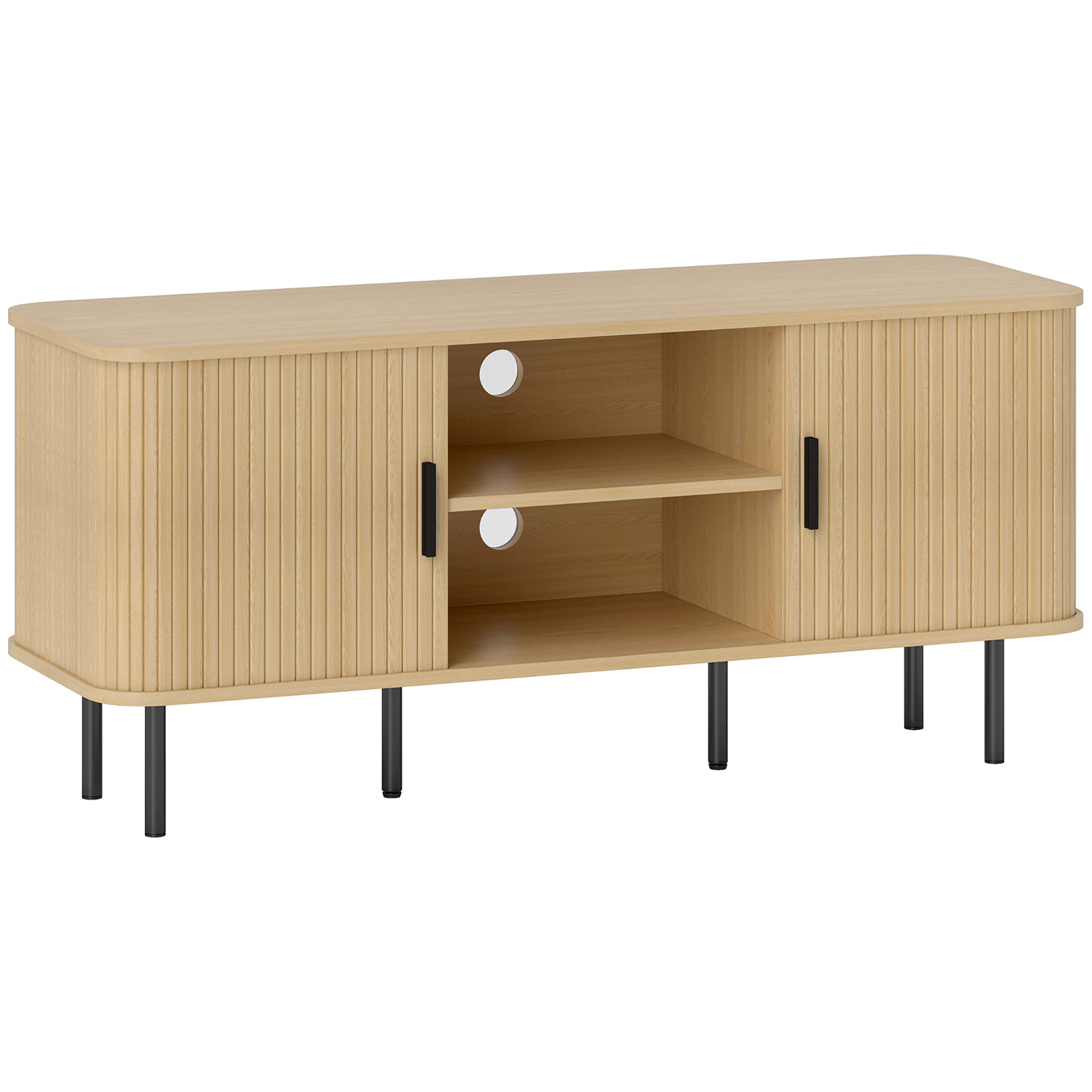 HERON TV Stand Cabinet for TVs up to 55 Inches, TV Unit with Storage Shelves and Cupboard for Living Room, Oak Tone - Life Essentials