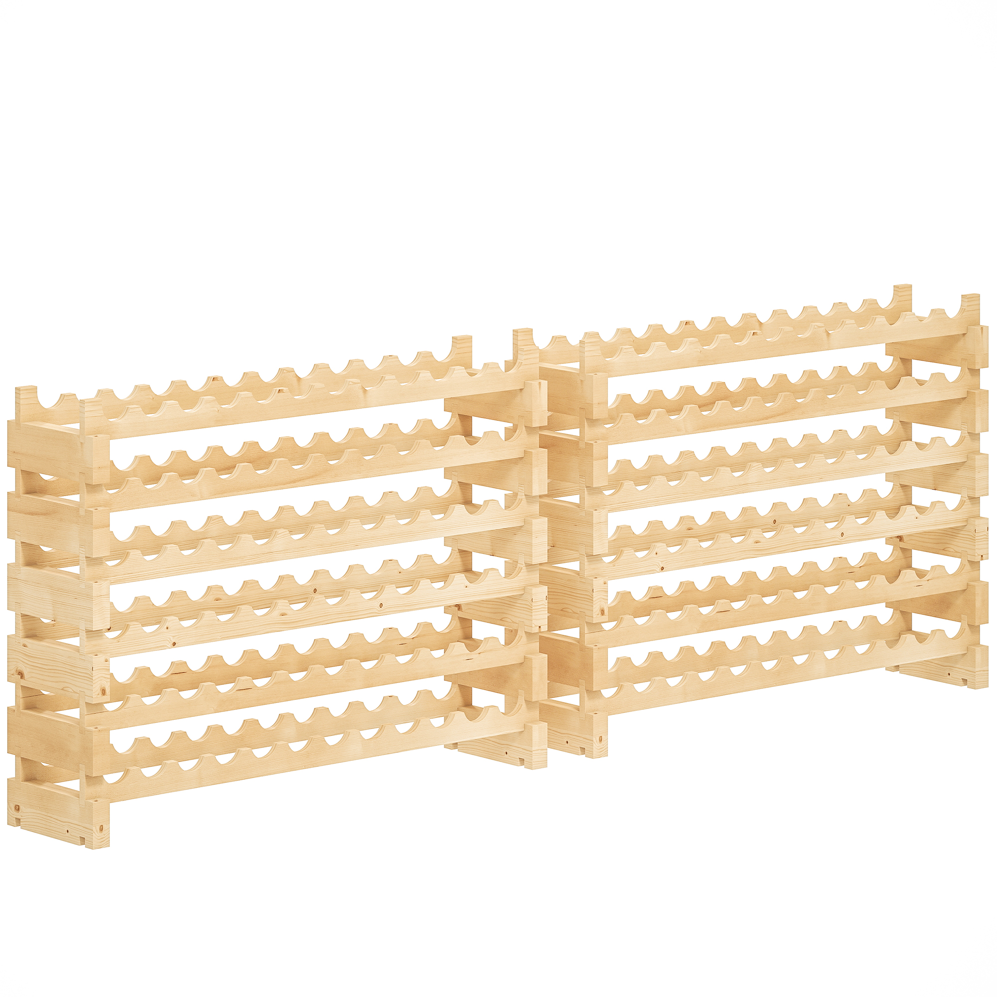 HERON Six Tier 72 Bottle Wooden Wine Rack Set of 2 - Natural - Life Essentials