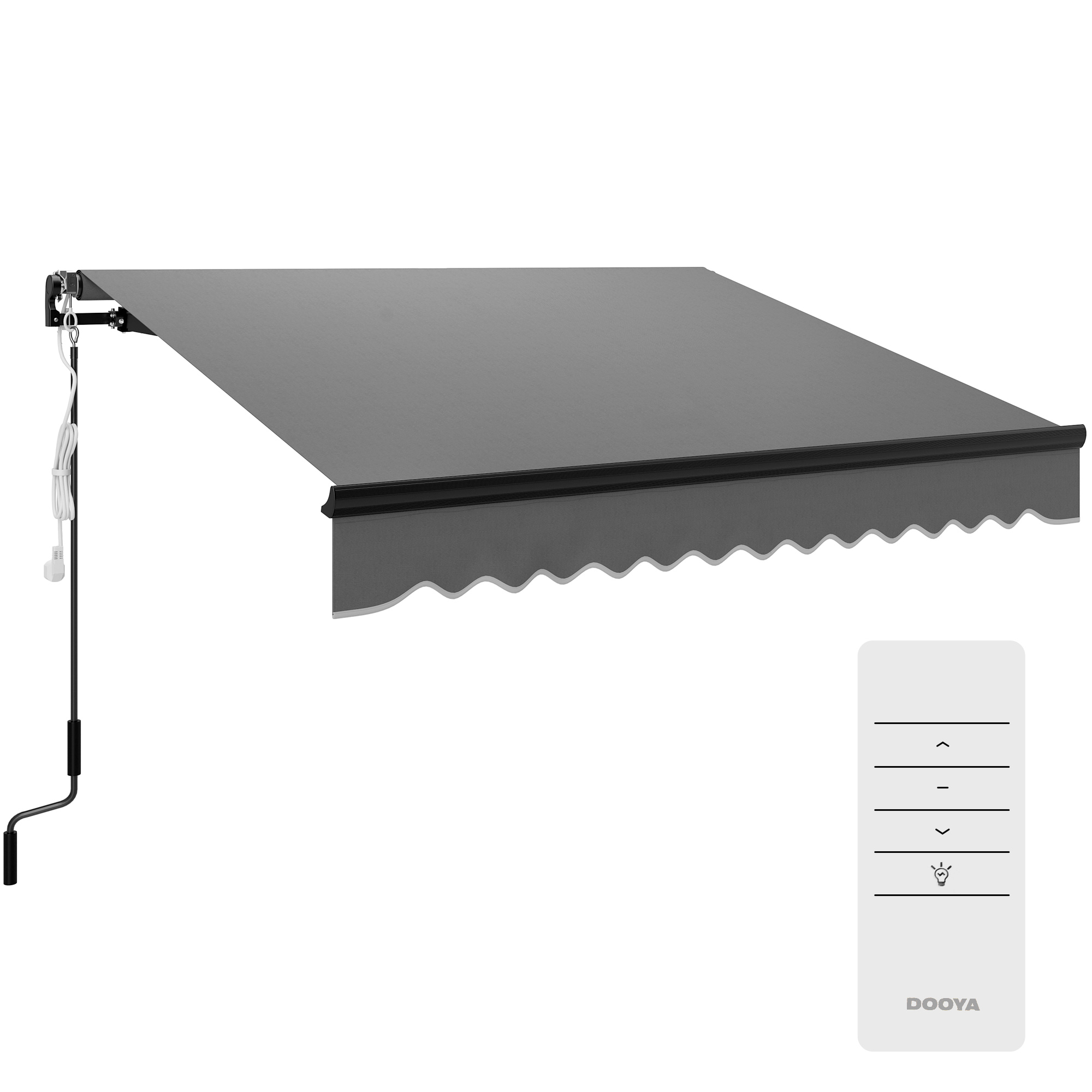 SUNVISTA 2.5 x 2m Electric Awning with LED Light and Remote Controller, Dark Grey - Life Essentials