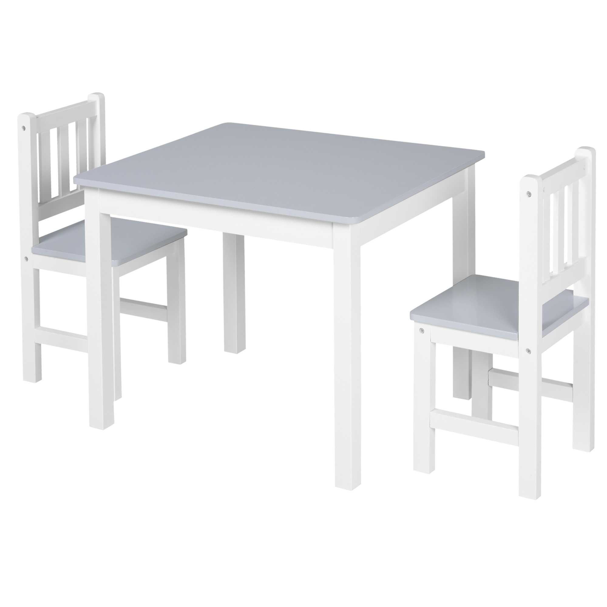 Kids Table and 2 Chairs Set 3 Pieces Toddler Multi-usage Desk for Indoor Arts & Crafts Study Rest Snack Time Easy Assembly Grey - Life Essentials