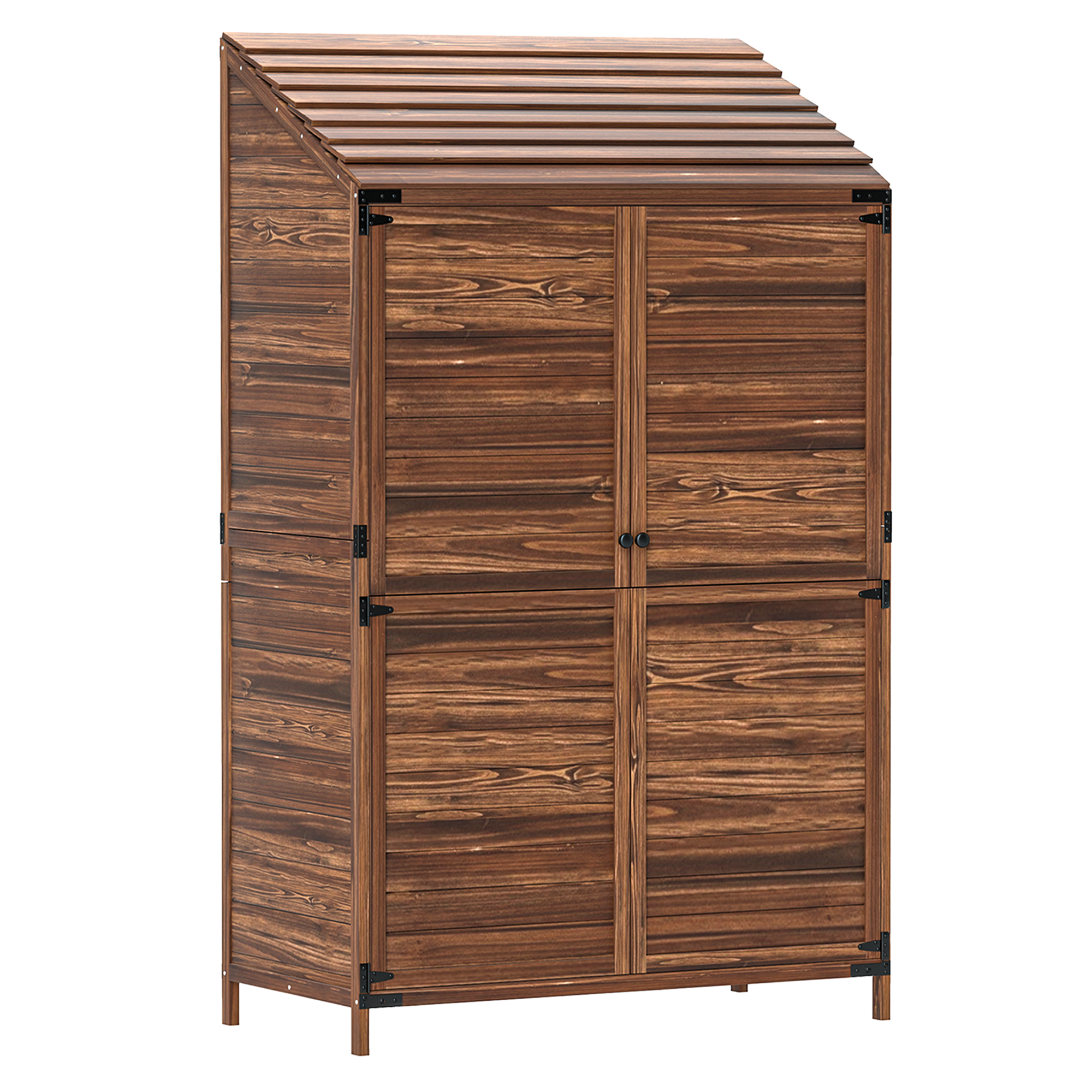 SUNVISTA 59 x 103.5 cm Two-Tier Wooden Garden Shed - Brown - Life Essentials