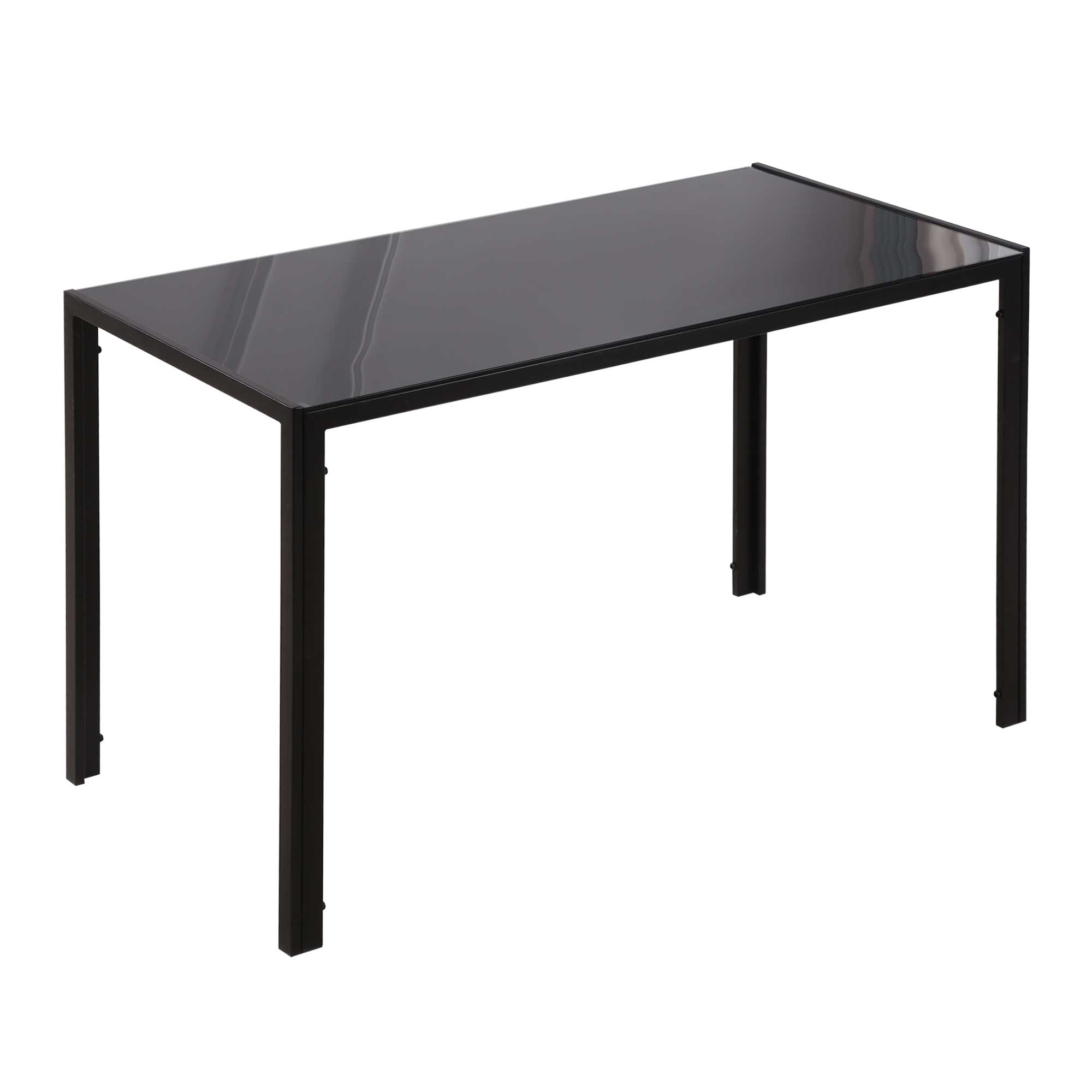 Modern Rectangular Dining Table for 4 People with Tempered Glass Top & Metal Legs for Dining Room, Living Room (Chairs Not Included) - Life Essentials