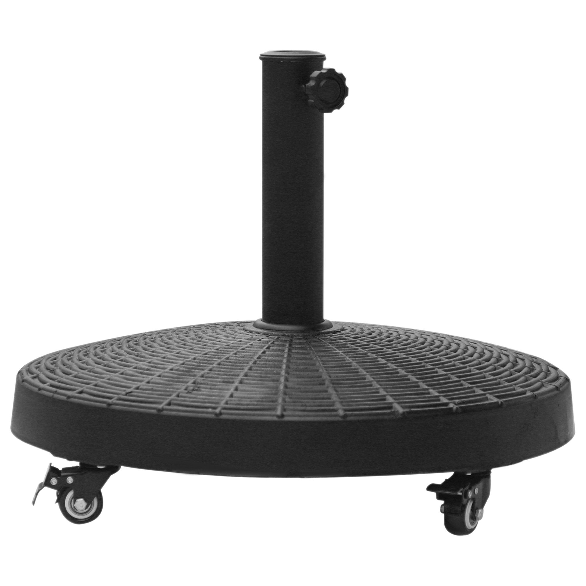 22.7kg Resin Patio Parasol Base Umbrella Stand Weight Deck Garden Sunshade Holder Round w/ Wheels Brakes Outdoor - Life Essentials