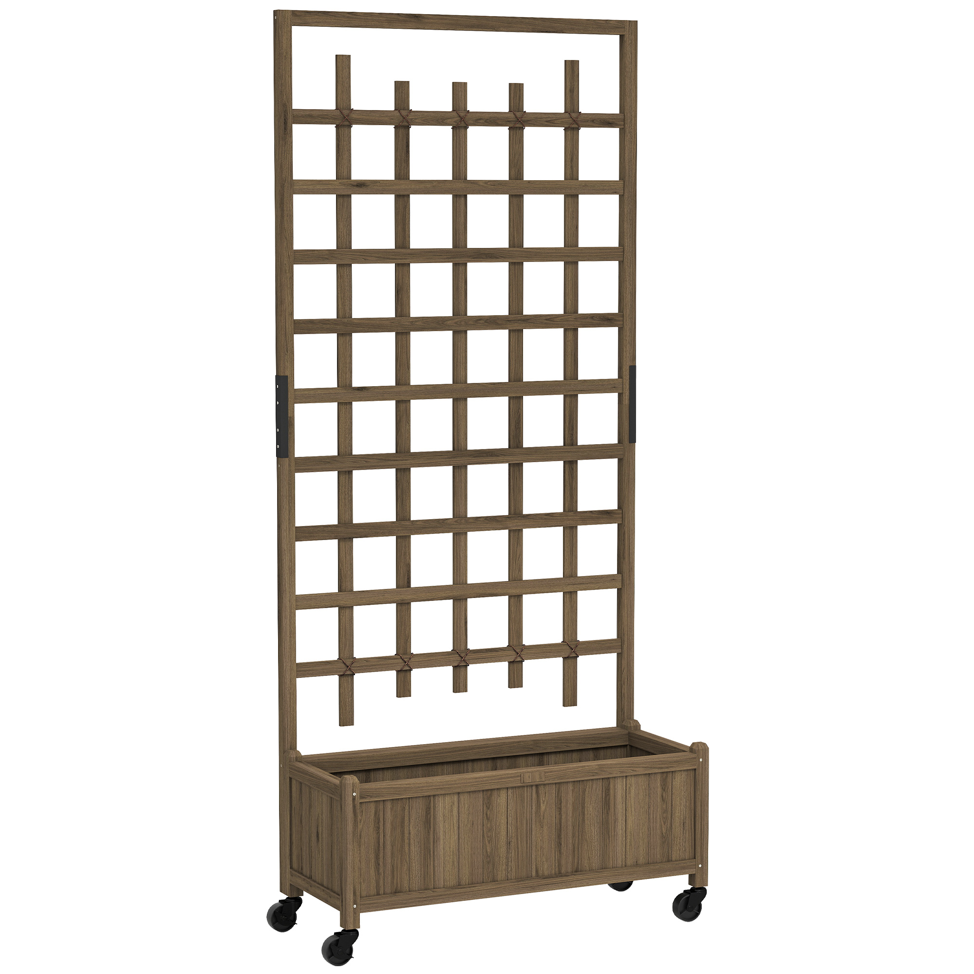 SUNVISTA Wooden Trellis Planter, Raised Garden Bed with Wheels, to Climb and Grow Vegetables, Herbs and Flowers, Brown - Life Essentials
