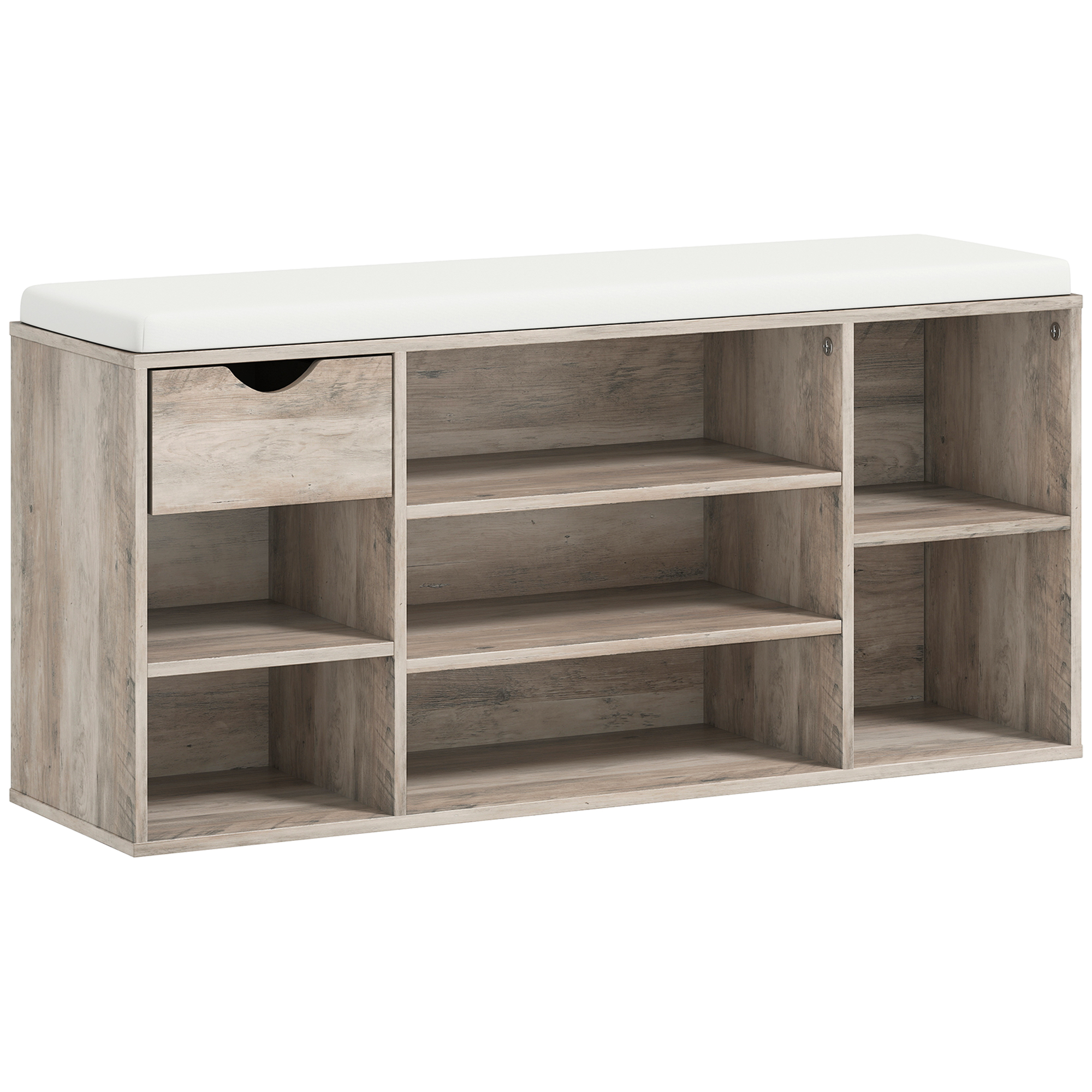 ANWI Shoe Storage Bench with Cushion - Oak Finish - Life Essentials