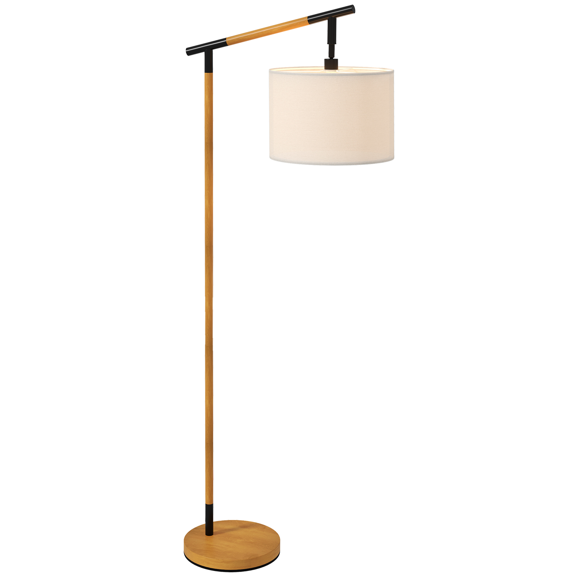 Modern Floor Lamp with 350deg Rotating Lampshade, for Living Room and Bedroom, LED Bulb Included, Brown - Life Essentials
