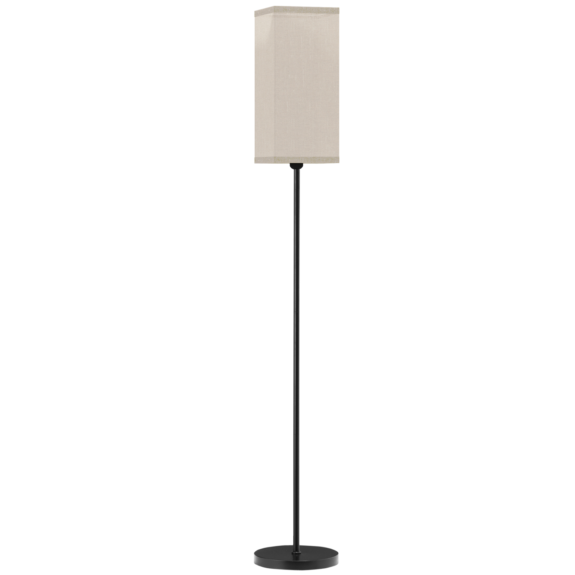 HERON Floor Lamp, Modern Standing Lamp with Linen Shade, Tall Lamps for Living Room, Bedroom, with Foot Switch, Bulb not Included, Black - Life 