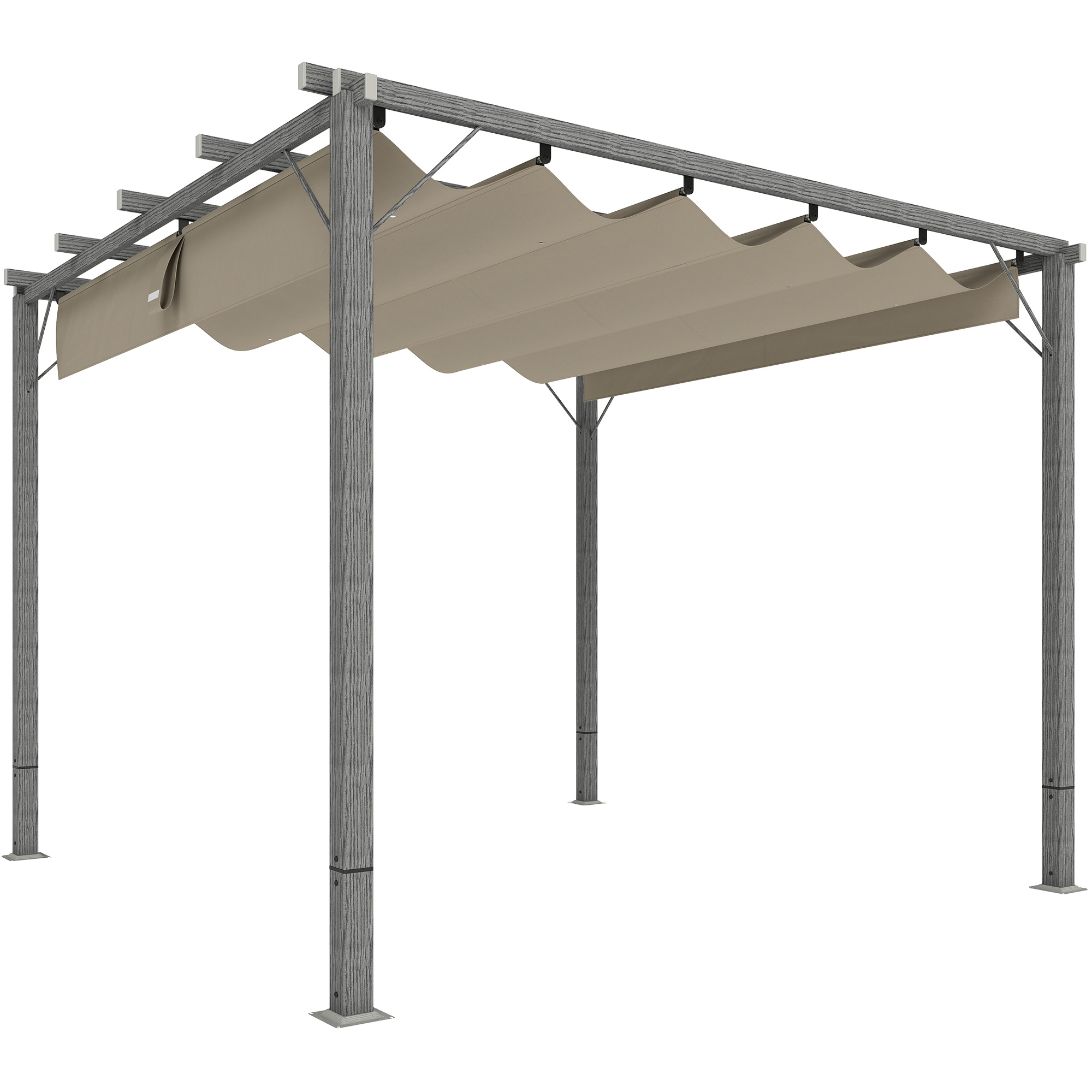 SUNVISTA 3 x 3 m Retractable Roof Pergola - Grey - Life Essentials