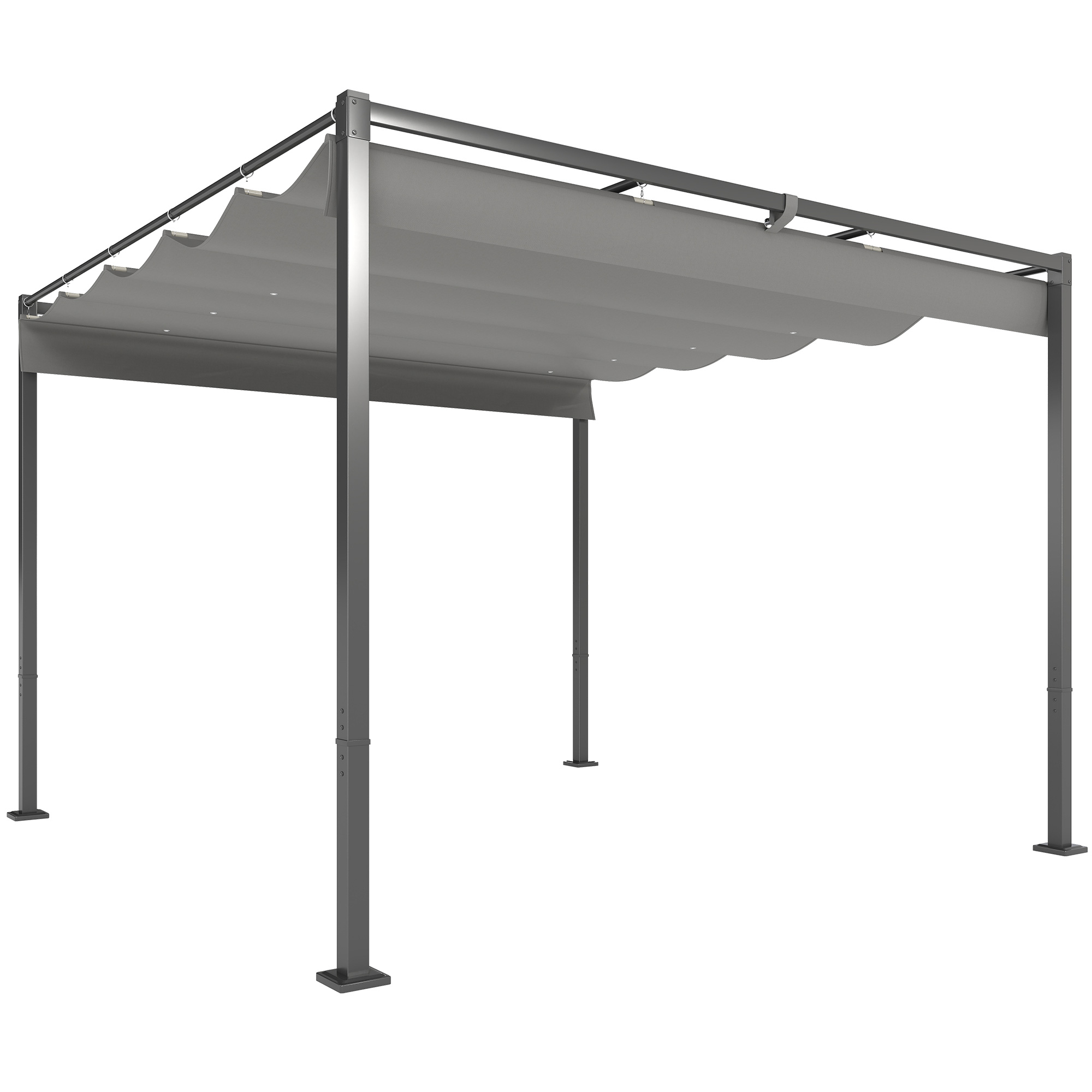 SUNVISTA 3 x 3(m) Garden Pergola with Retractable Roof and Magnetic Fixture, Outdoor Gazebo Pergola Kit Sun Shade Canopy, UPF30+, Grey - Life 