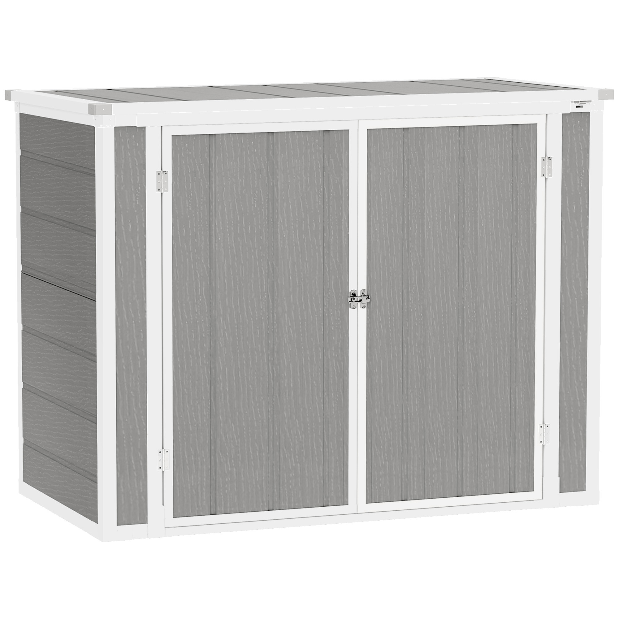 SUNVISTA 4.7 x 2.5FT Garden Shed, Double Bin Storage Shed with Lockable Doors, Grey - Life Essentials