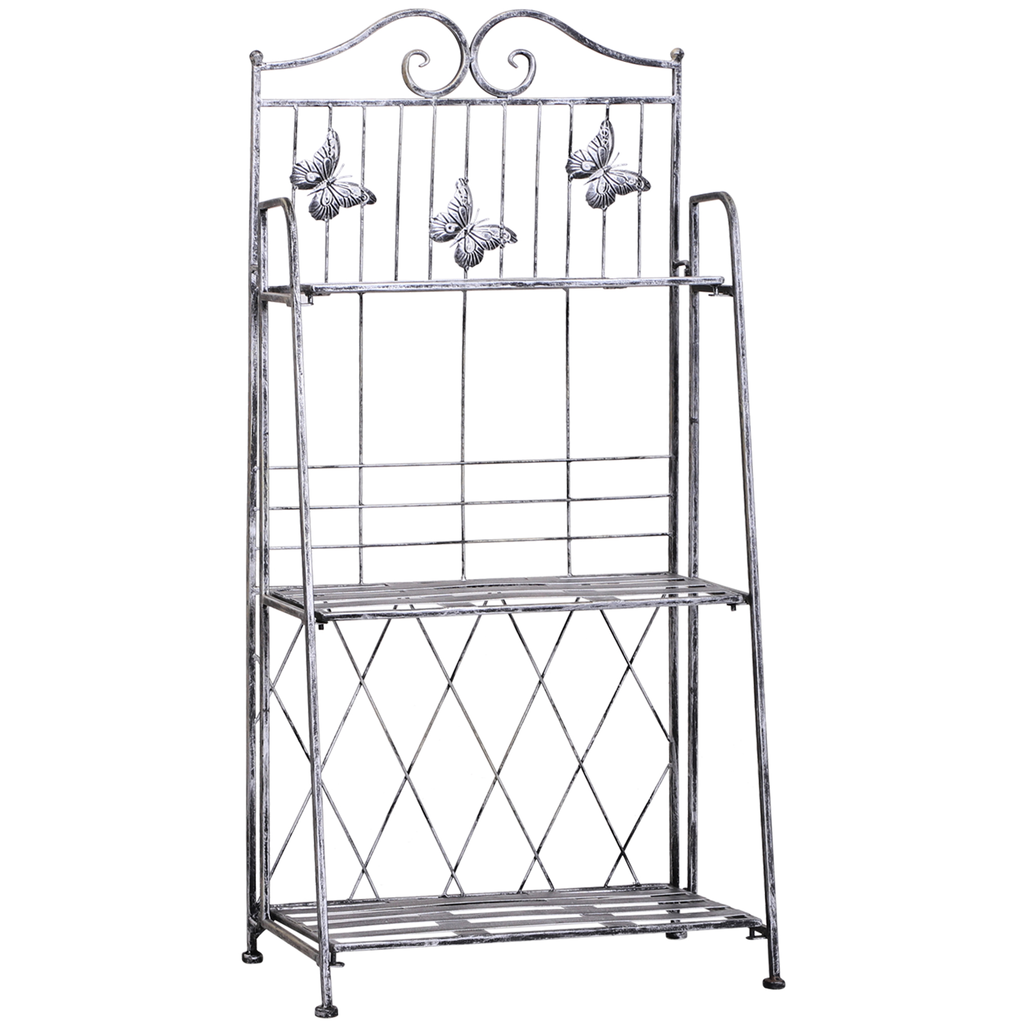 Indoor Outdoor Freestanding 3-Tier Garden Plant Stand Metal Flower Display Rack for Potted Plants Balcony Décor 44L x 25W x 96H cm - Life Essentials