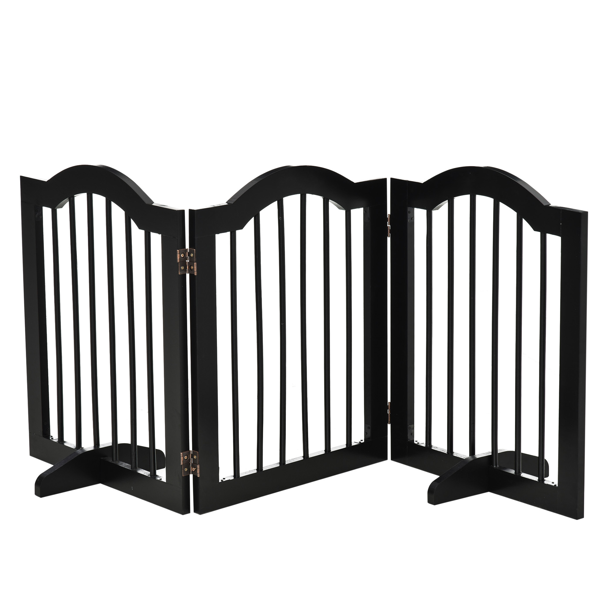 Wooden Foldable Small Sized Dog Gate Stepover Panel with Support Feet Pet Fence Freestanding Safety Barrier for the House Doorway Stairs Black - Life 