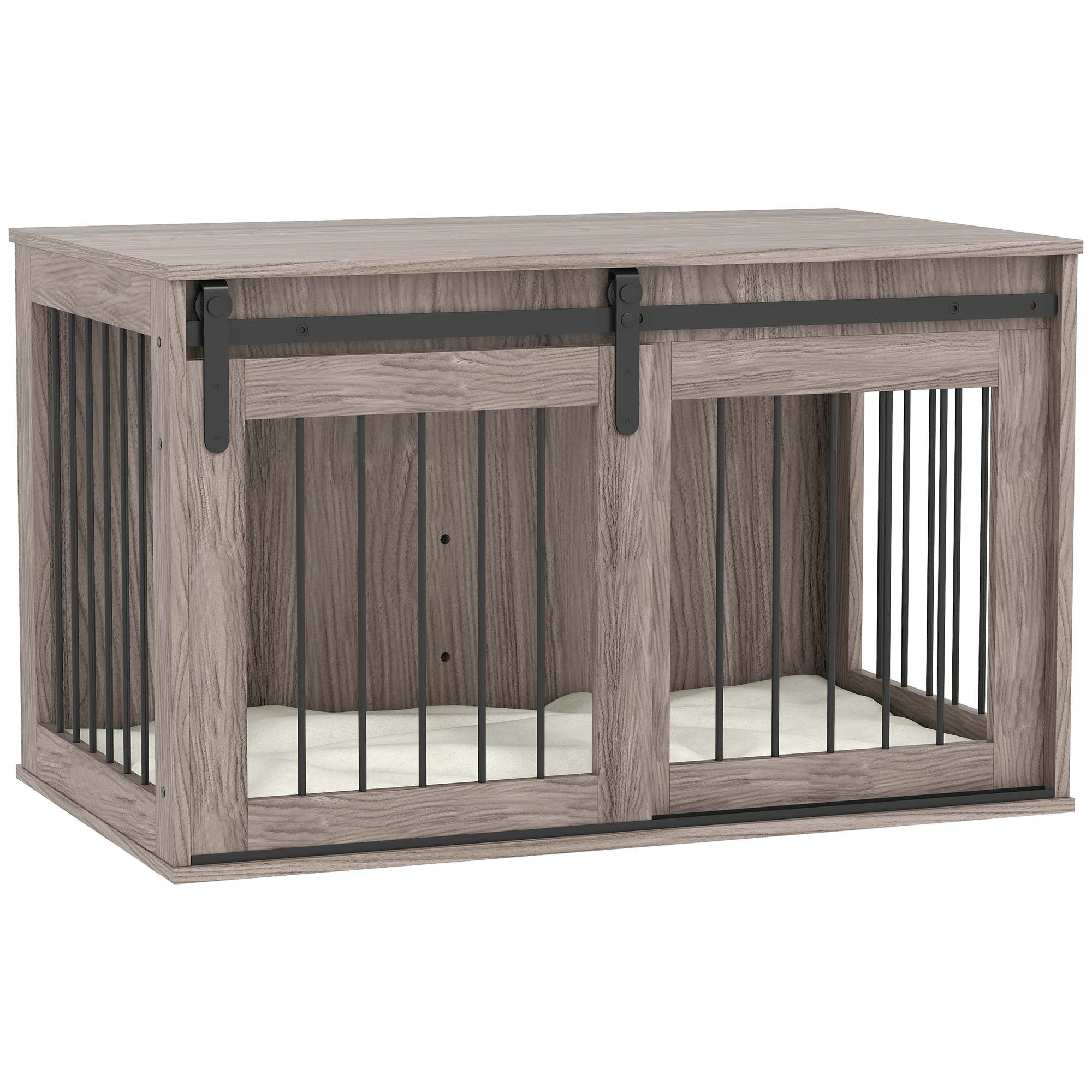 Dog Crate Furniture with Removable Cushion for Large-Sized Dogs, 100 x 60 x 63 cm, Brown - Life Essentials