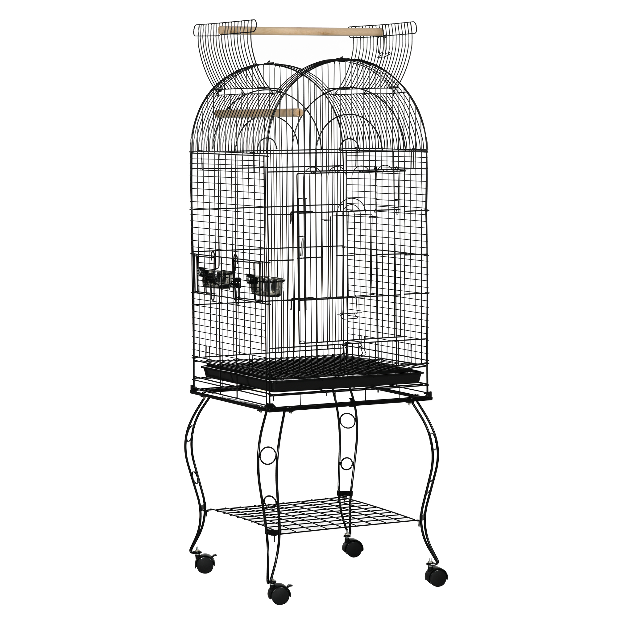 Large Parrot Bird Cage Aviary Budgies Finch Cockatiel Birds Stand Feeding Station Stand w/ Wheels 51L x 51W x 153H cm - Life Essentials
