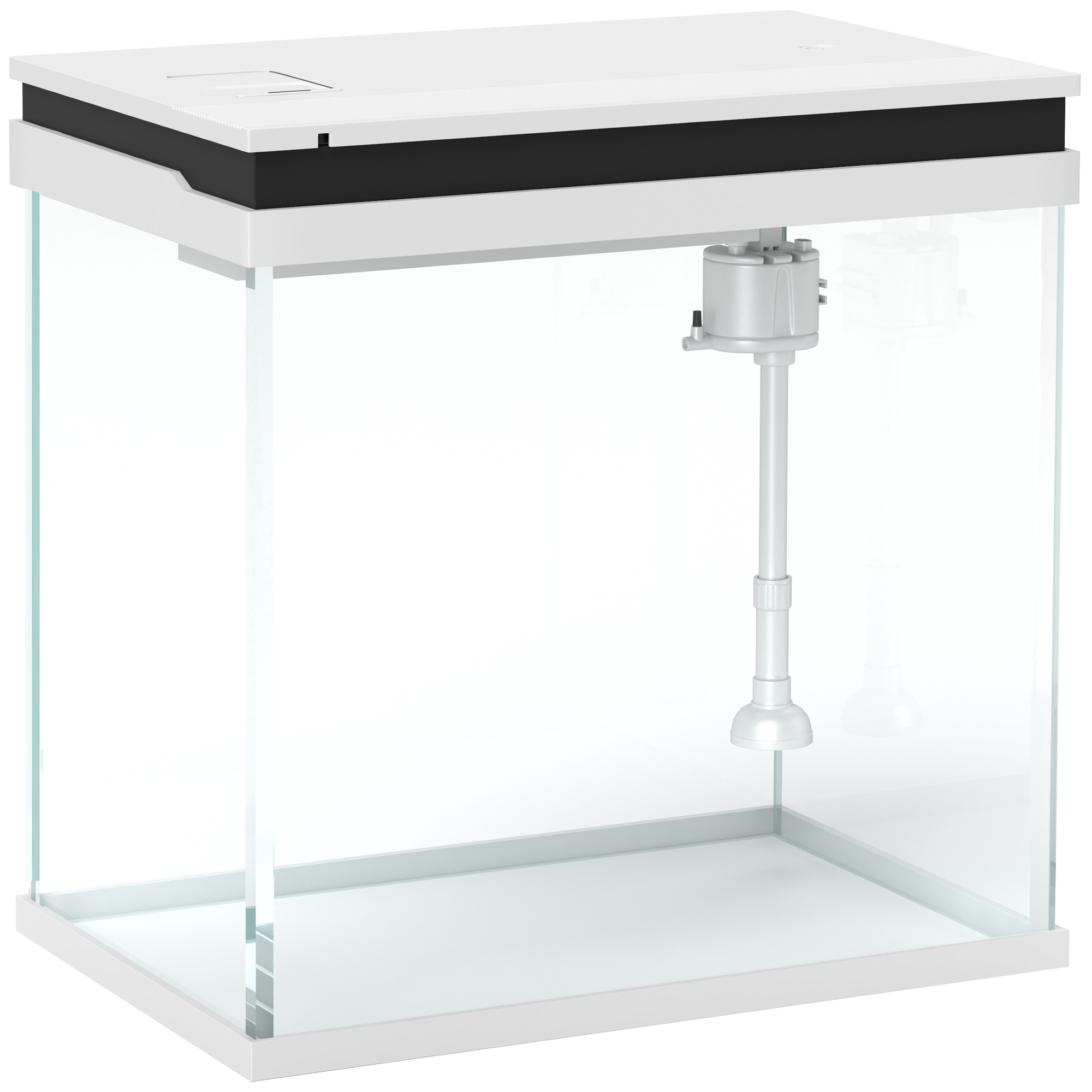 PAWSTER 26L Glass Fish Tank with Filter System, LED Lights, Water Pump, White - Life Essentials