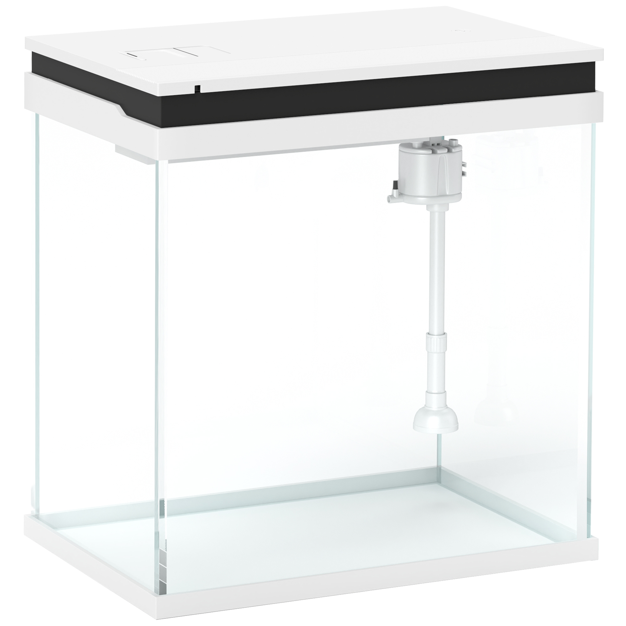 PAWSTER 14L Glass Fish Tank with Filter System, LED Lights, Water Pump, White - Life Essentials